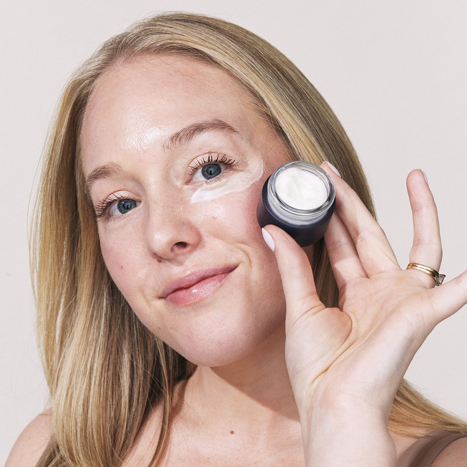 Eight Saints retinol eye cream application on under-eye area