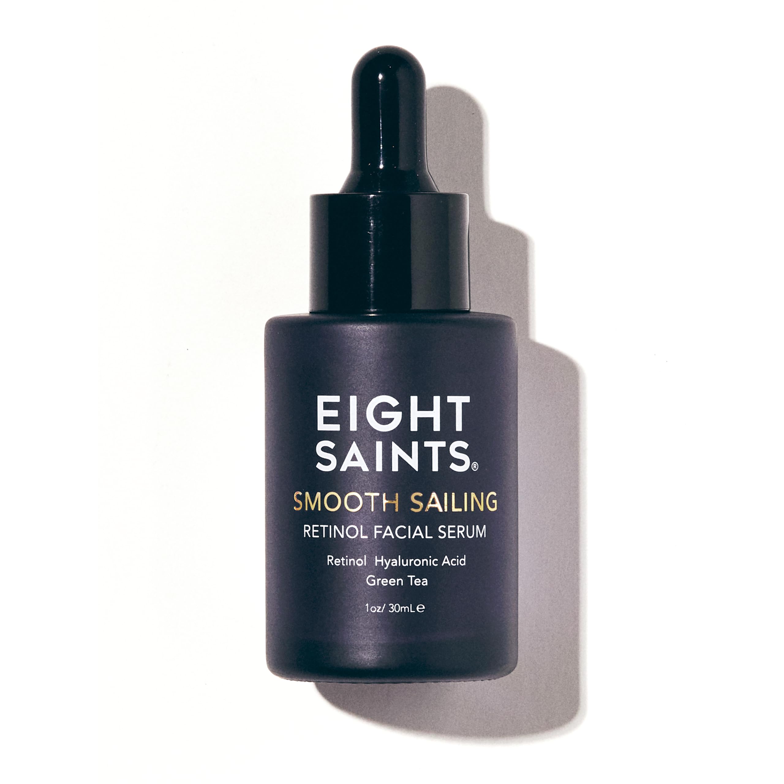 Eight Saints retinol serum bottle close-up highlighting lightweight hydration