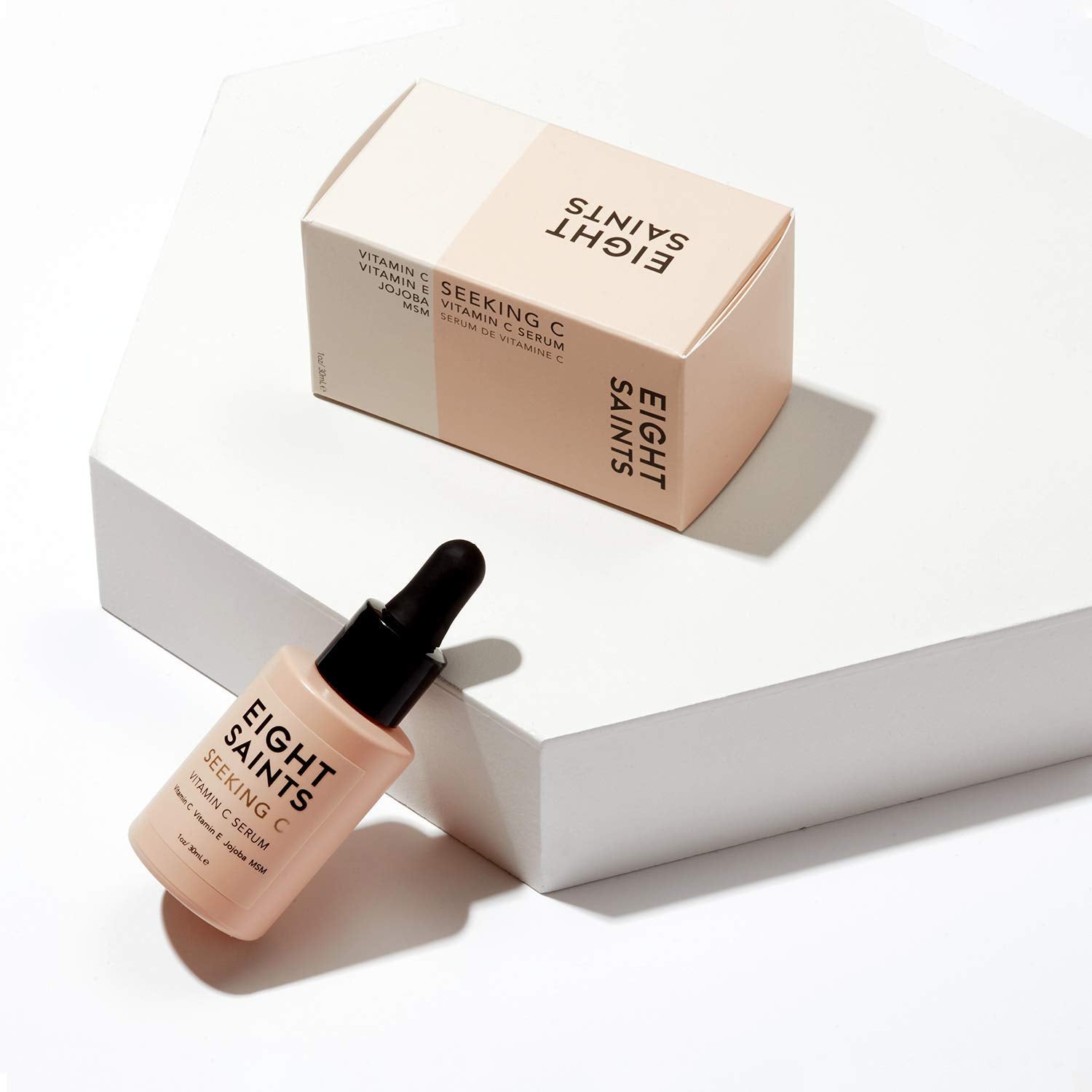 Eight Saints Vitamin C Serum dropper ready for precise application
