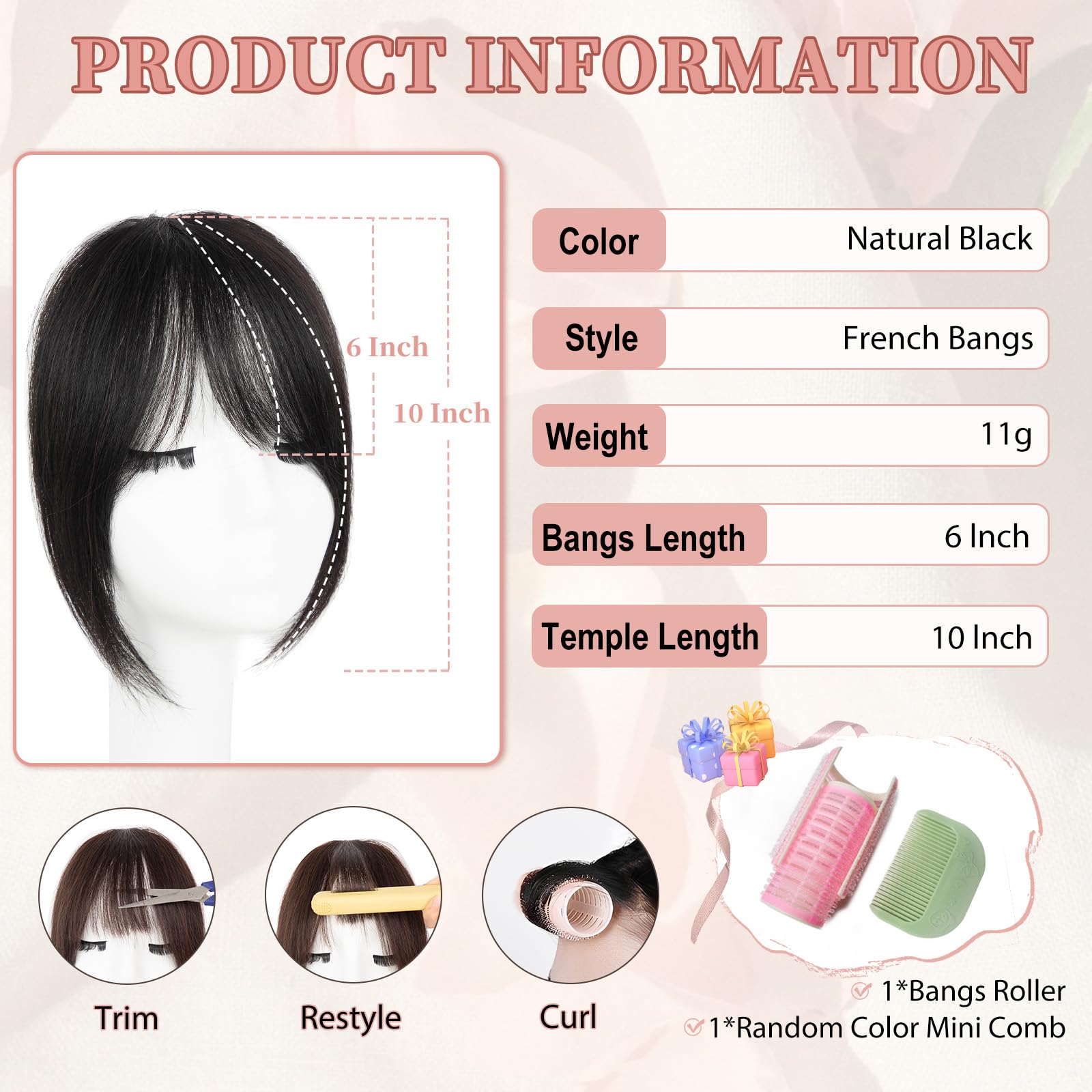 EINAEY bangs featuring temple pieces providing face-framing contour.