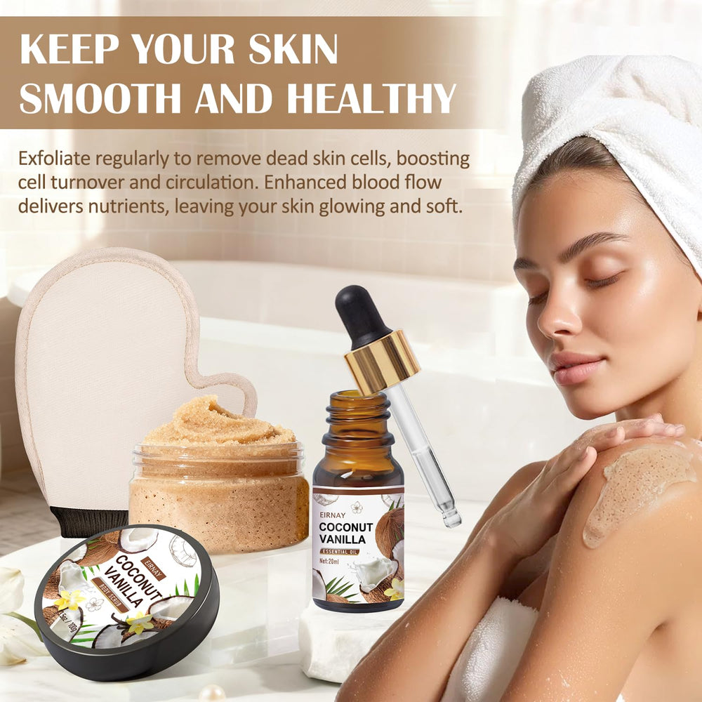 EIRNAY coconut vanilla lip balm to soften lips on the go.