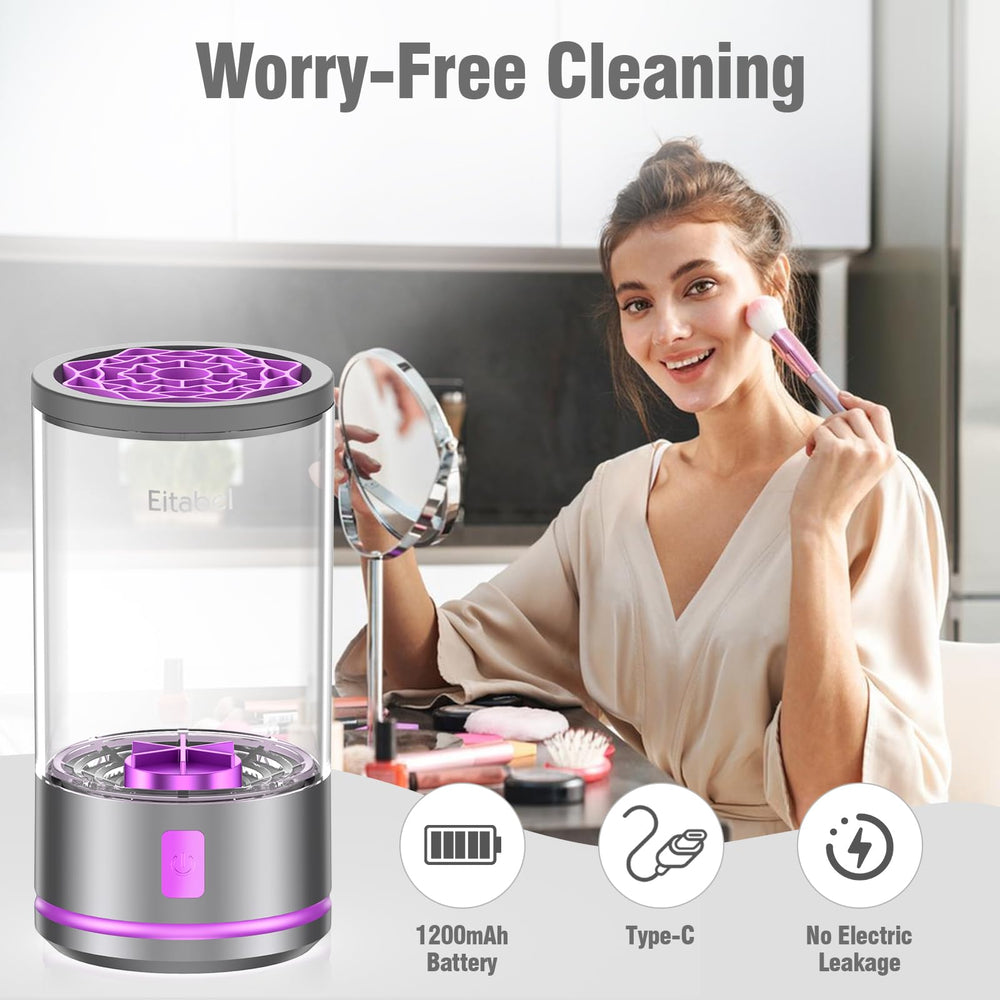 EITABEL electric brush cleaner in action ensures gentle care of bristles.