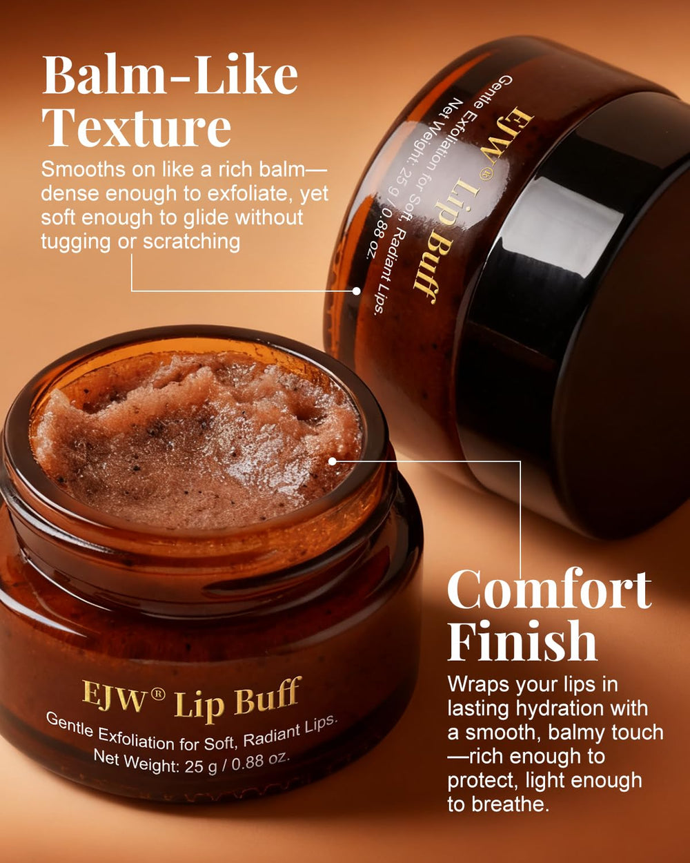 EJW lip scrub preps lips for flawless lipstick application