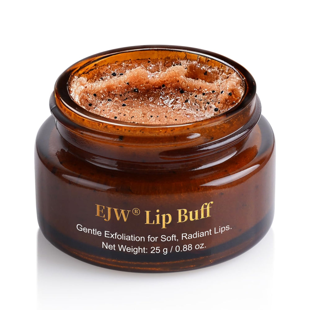 EJW Triple-Action Lip Scrub with brown sugar exfoliation for smoother lips