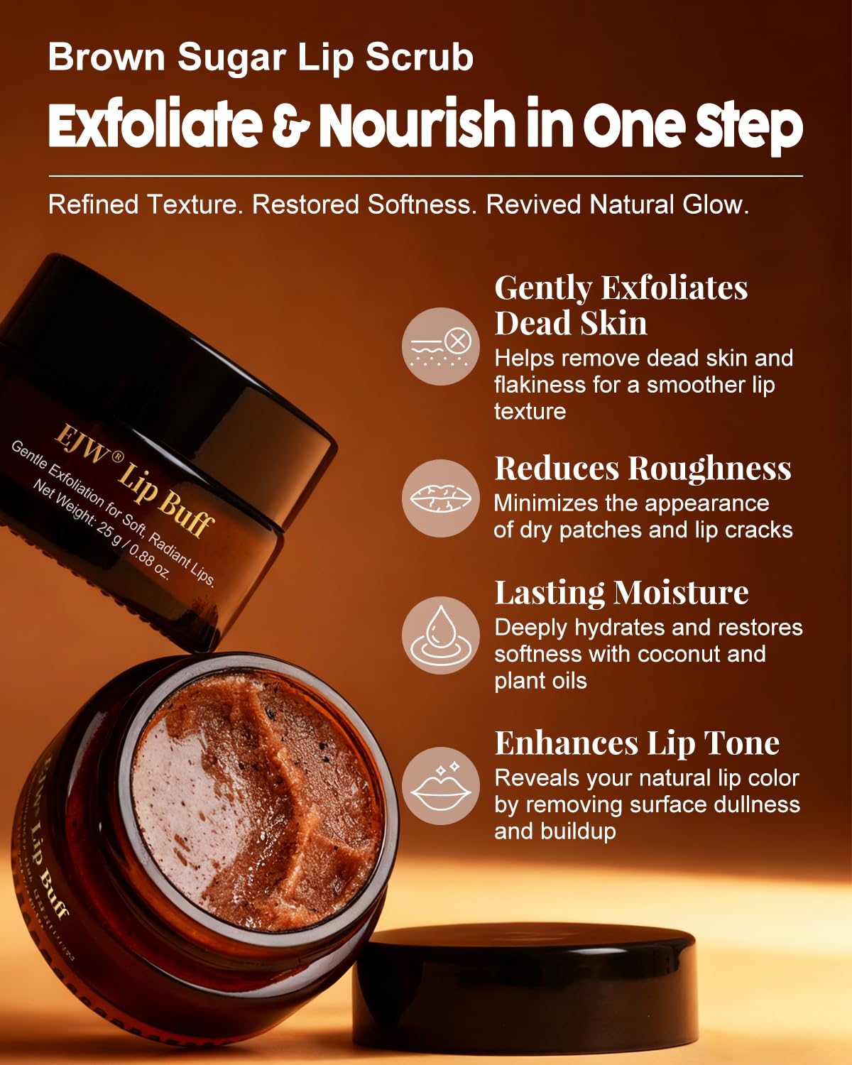 EJW lip scrub with coconut oils for deep hydration