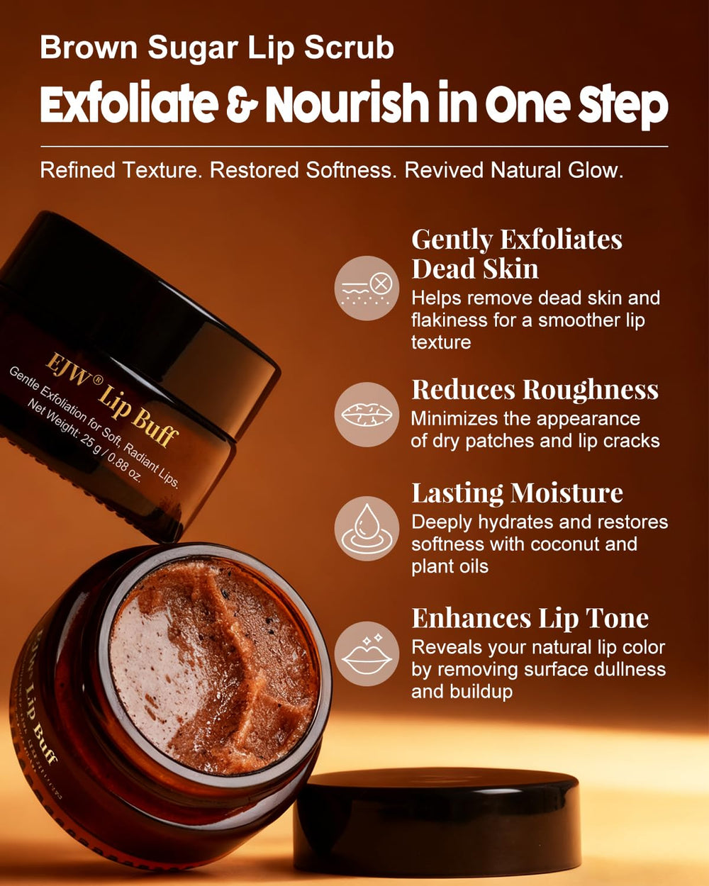 EJW lip scrub with coconut oils for deep hydration