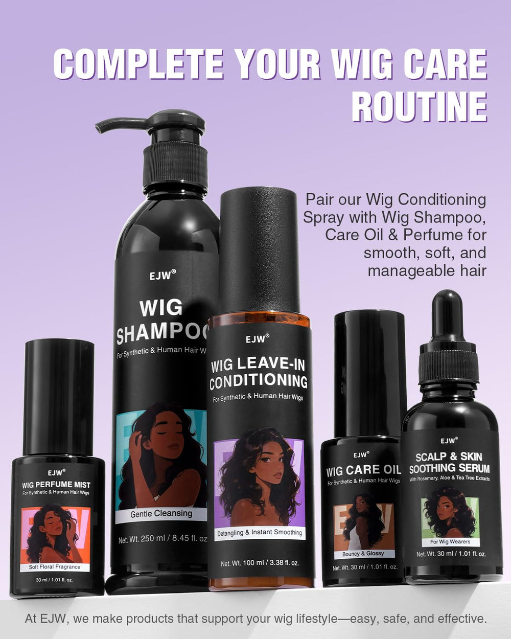 EJW Wig Leave-In Conditioner Spray lightweight formula for synthetic and human hair