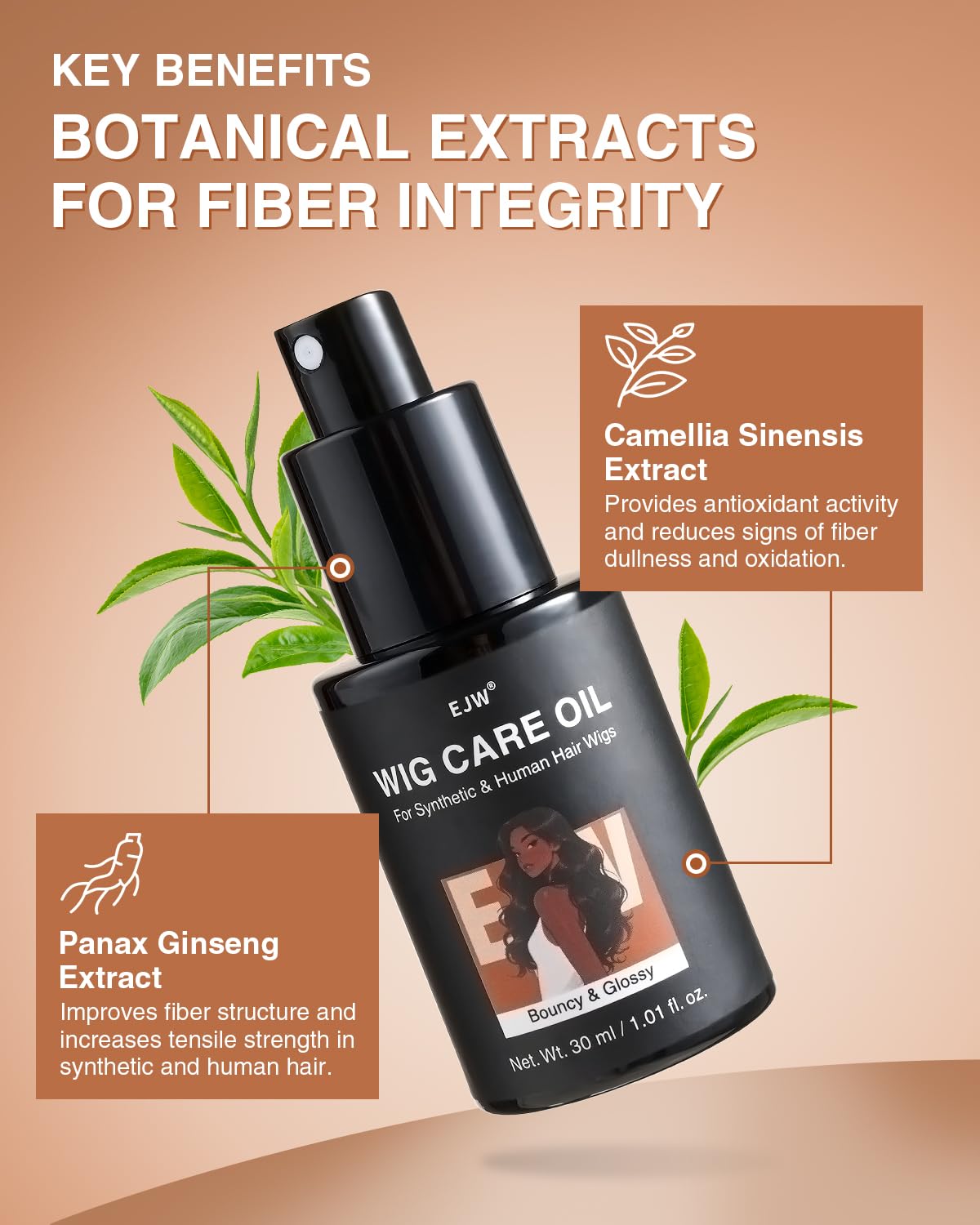 EJW Wig Treatment Oil Spray eases detangling and tangle defense for daily wear