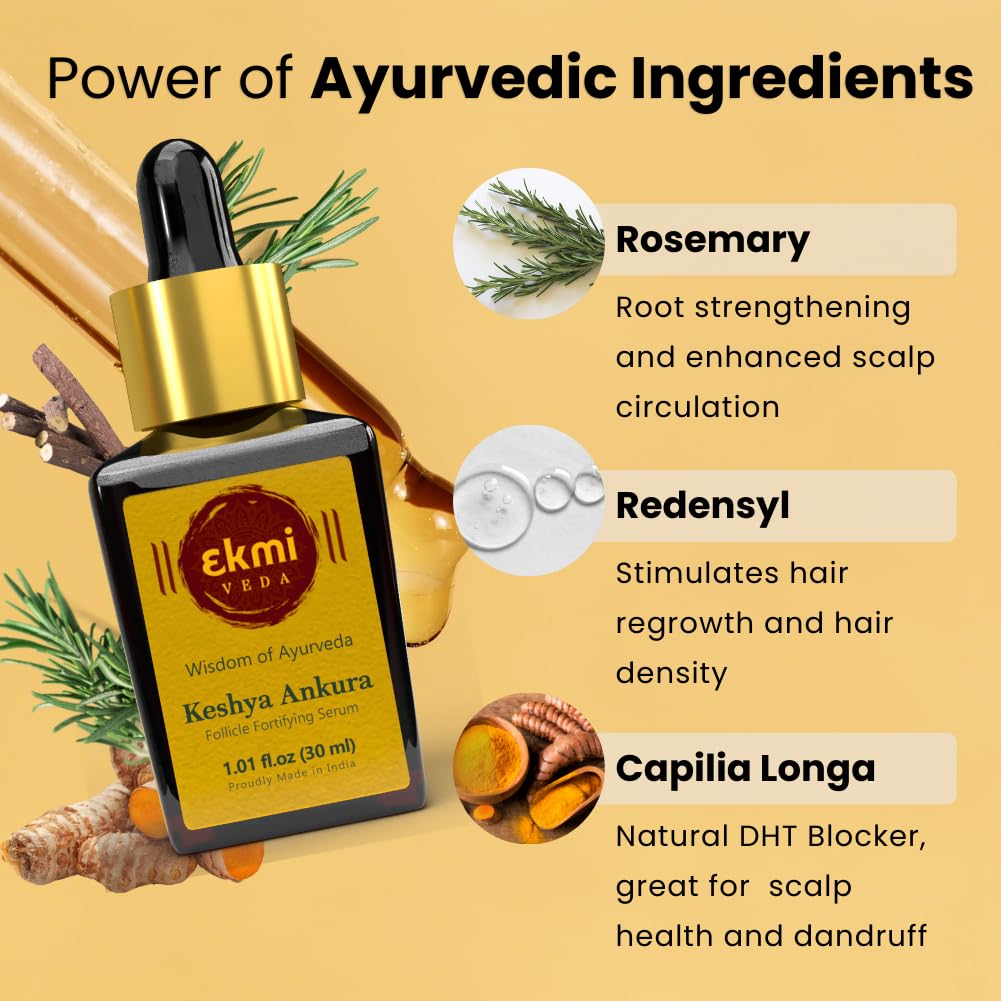 EKMIVEDA Amla rich serum bottle nourishes the hair shaft for healthier shine
