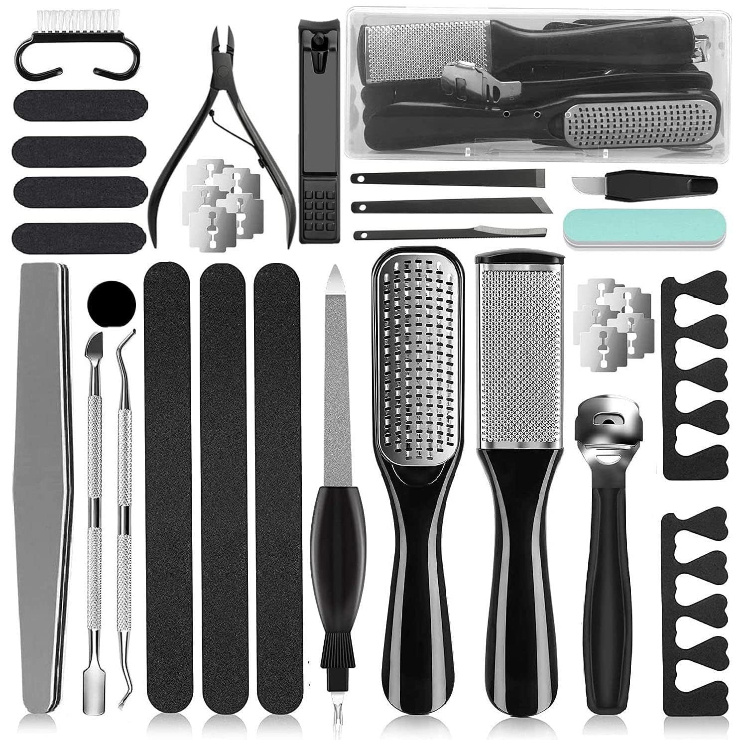 EKOCSIO 36in1 Pedicure Kit spread for home and salon use, showcasing versatility and completeness.