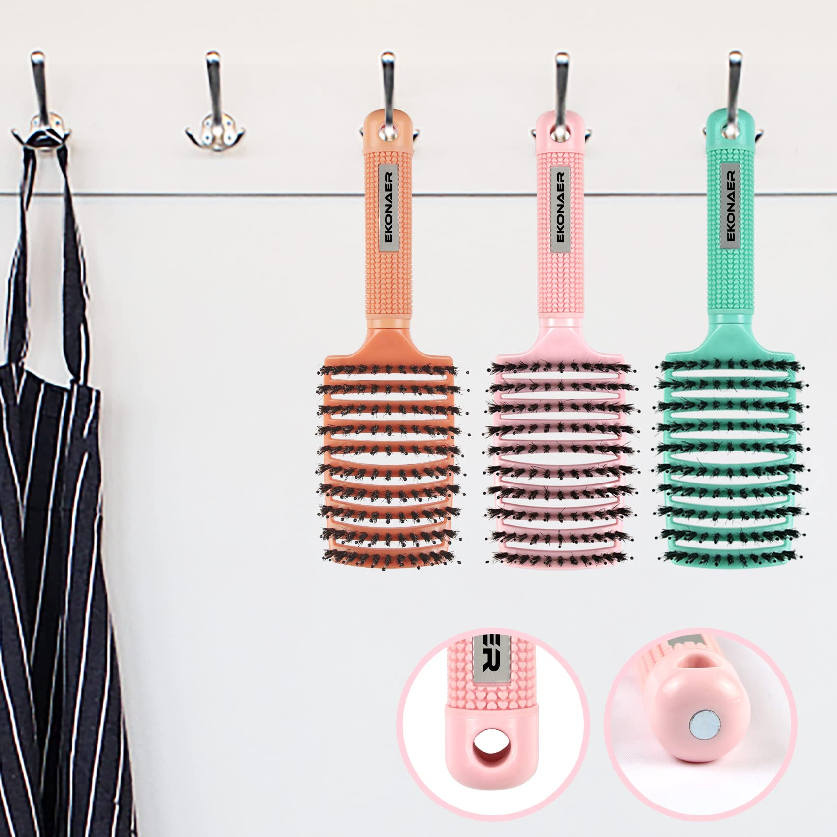 EKONAER three-pack green brushes elevate styling routine