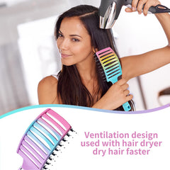 EKONAER detangling brush green-pink vented design aids airflow
