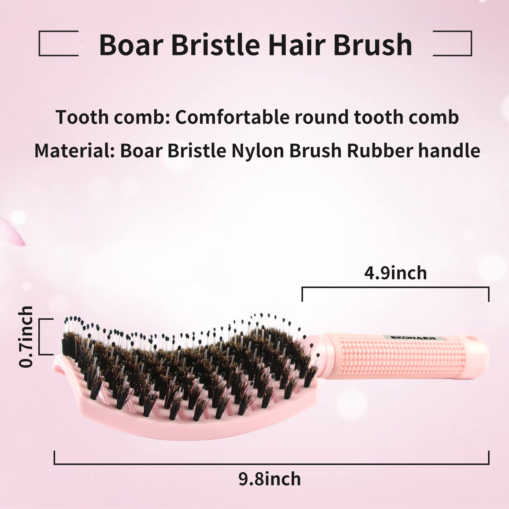 EKONAER large curved head covers more hair per stroke
