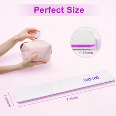 Ekrnlyi nail files 100-grit side for acrylics and thick nails.