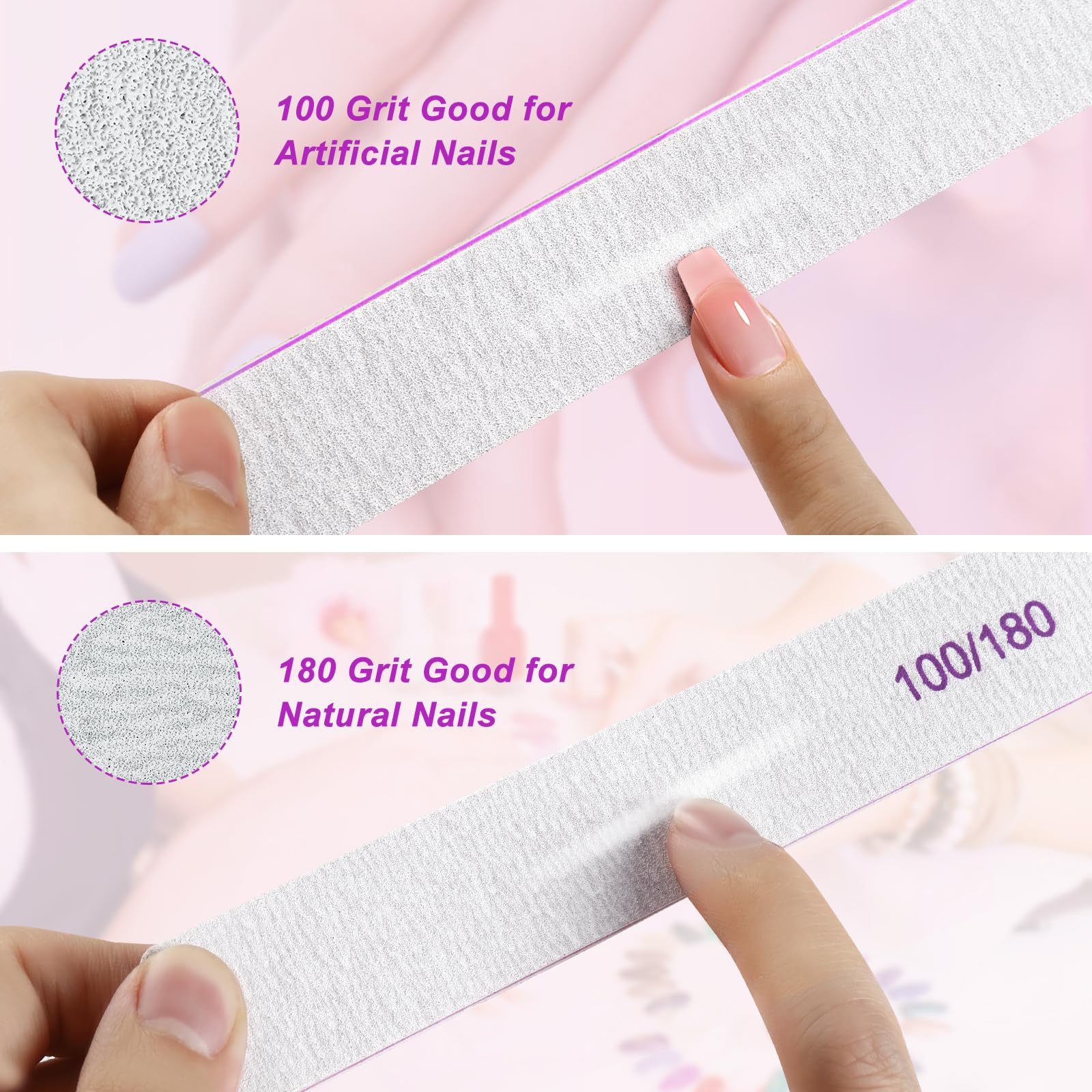 Ekrnlyi nail files ideal for natural nails, acrylics, and false nails.