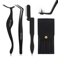 EKYSSO lash cluster tweezers with case for precise DIY lash placement