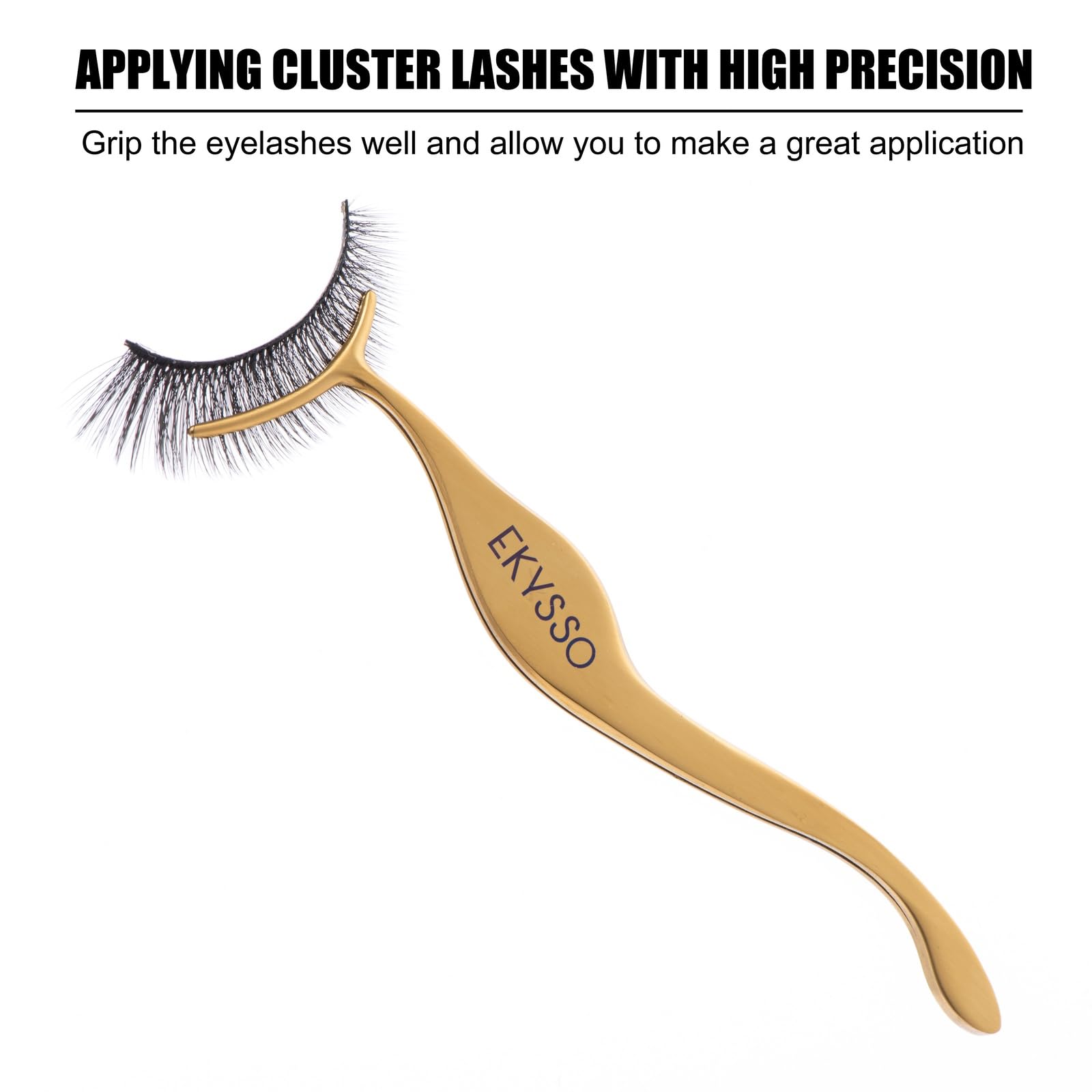 Ekysso precision lash tweezers for strip lashes with secure grip.