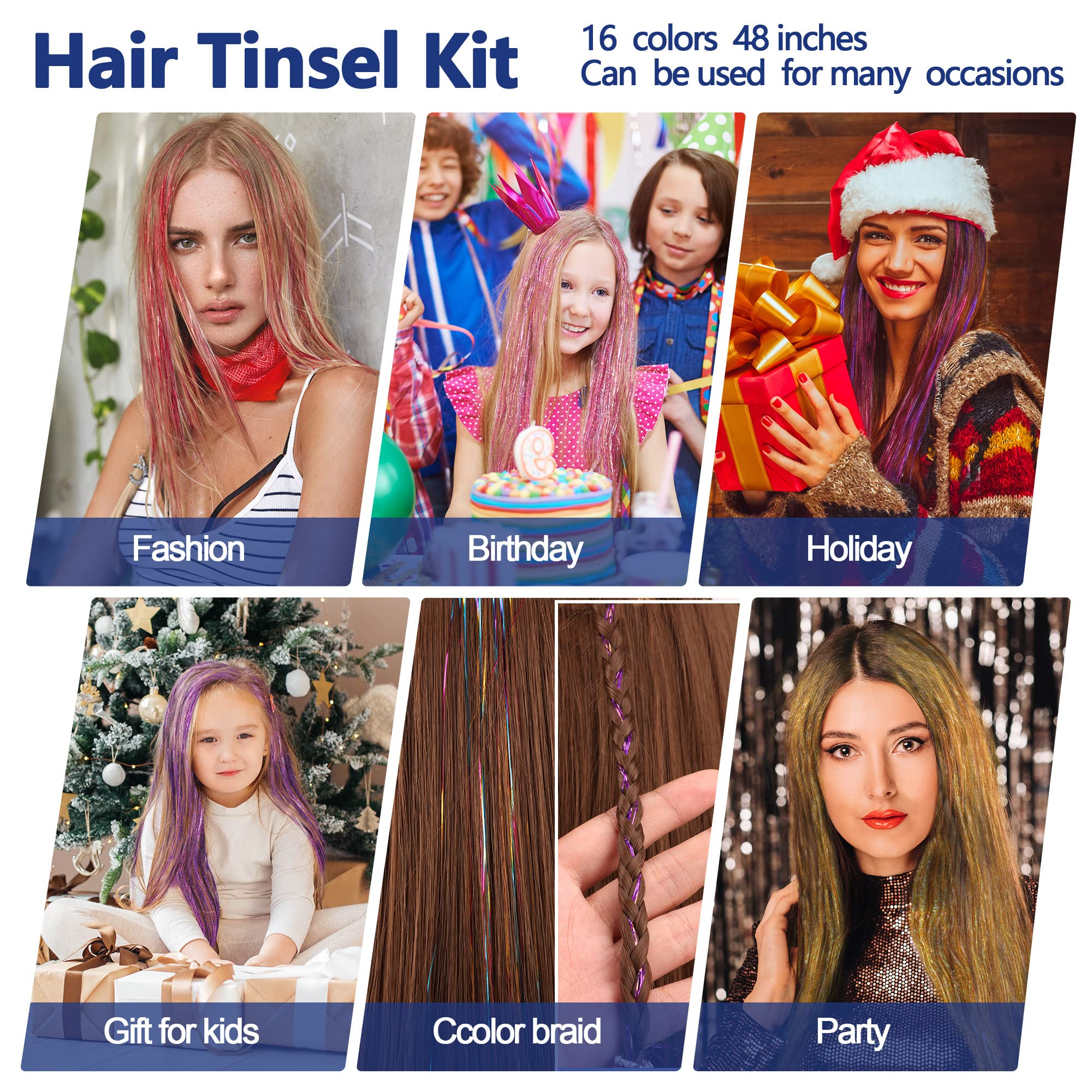 ELASO crochet hooks help secure tinsel for long-lasting style.