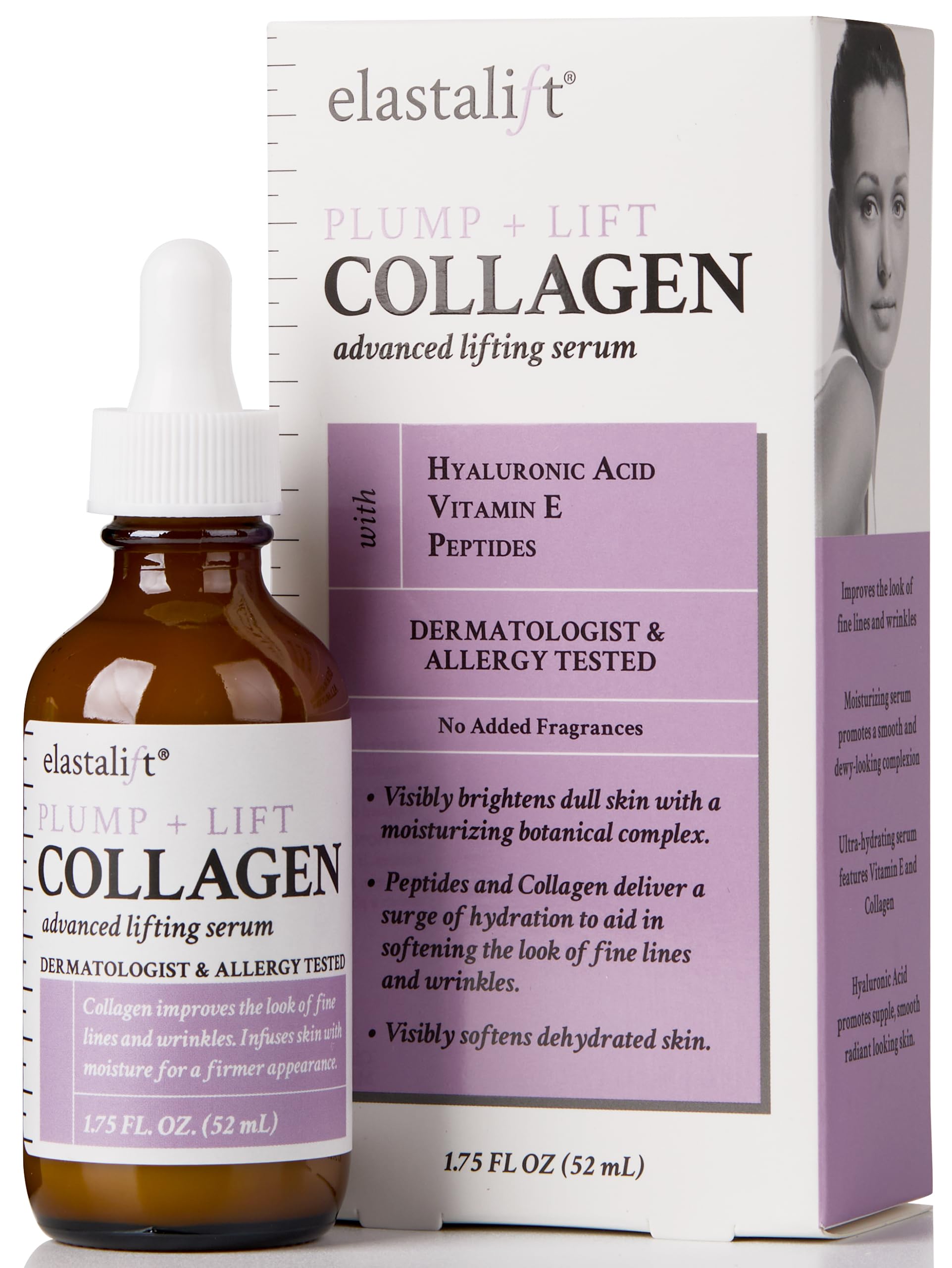 Elastalift Collagen Serum, frasco de aplicación suave para uso diario cómodo.