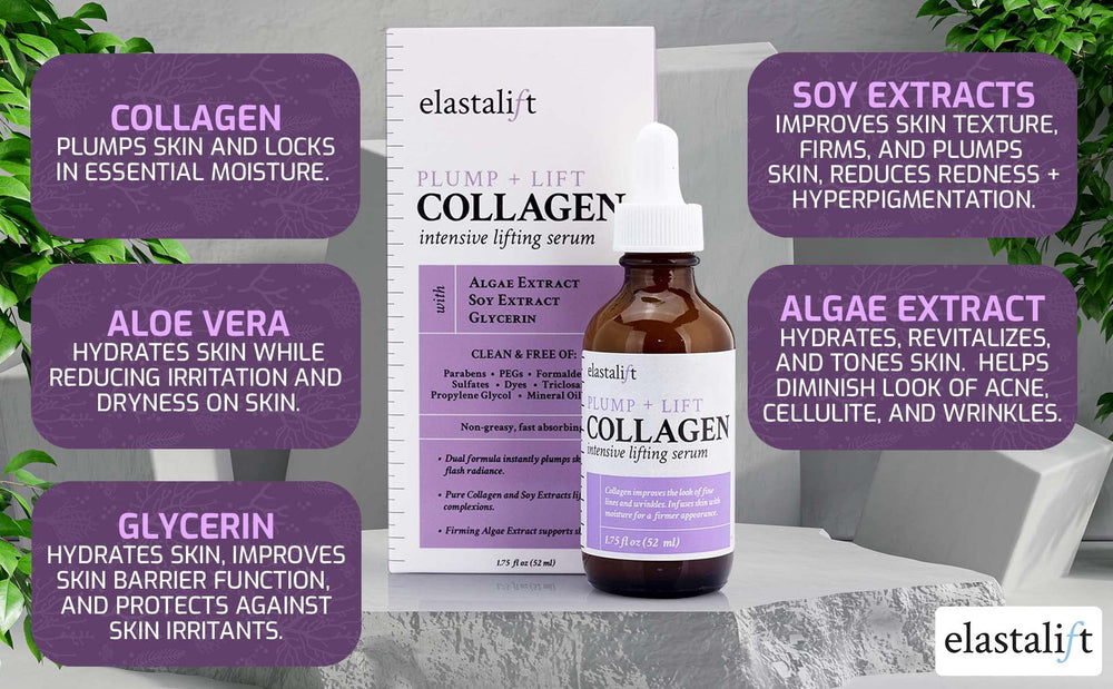 Elastalift Collagen Serum, textura no grasa, ideal para capas diarias sin brillo.