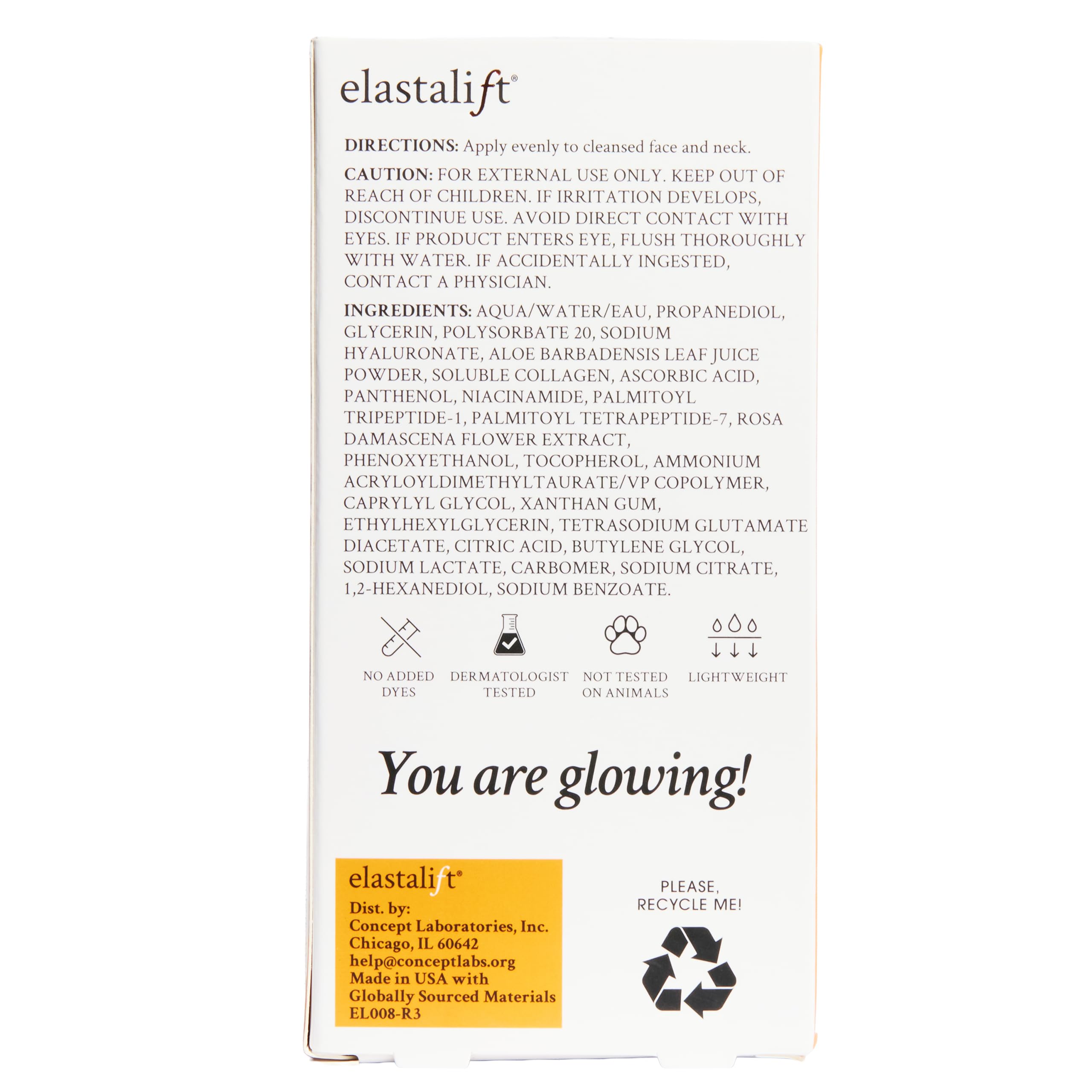 Nighttime routine shot with Elastalift Serum ready for application.