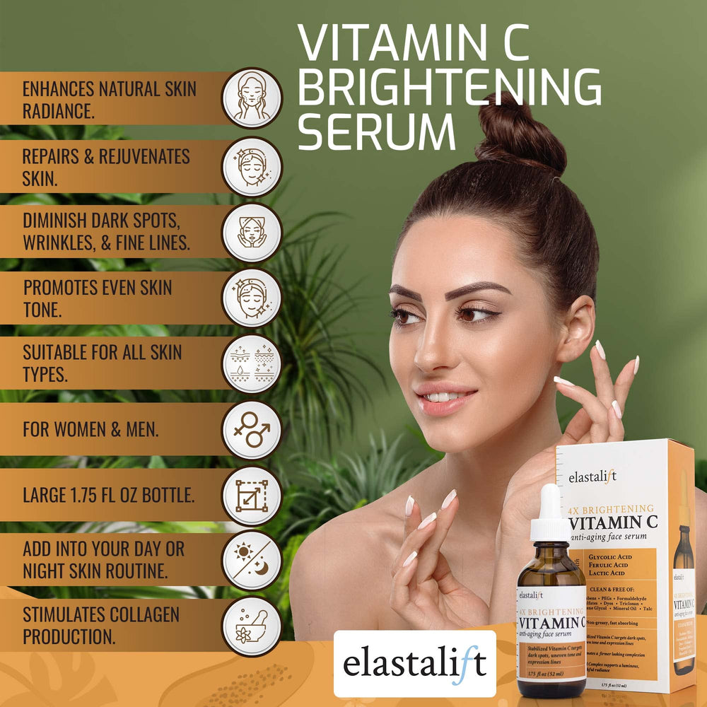 Skin shows a brighter tone after using Elastalift Vitamin C Serum.