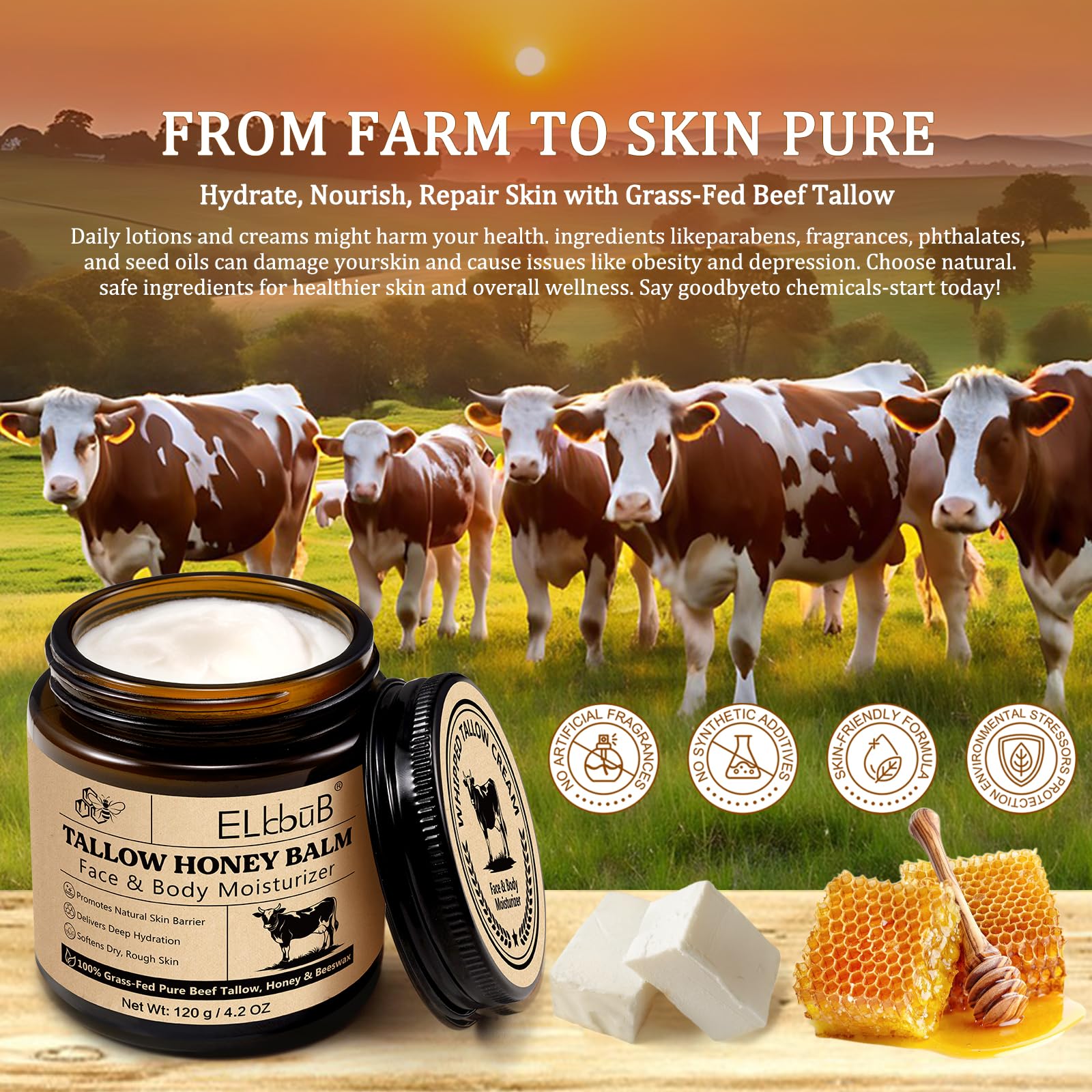 ELBBUB Crema tallow mejora la piel para un aspecto más saludable