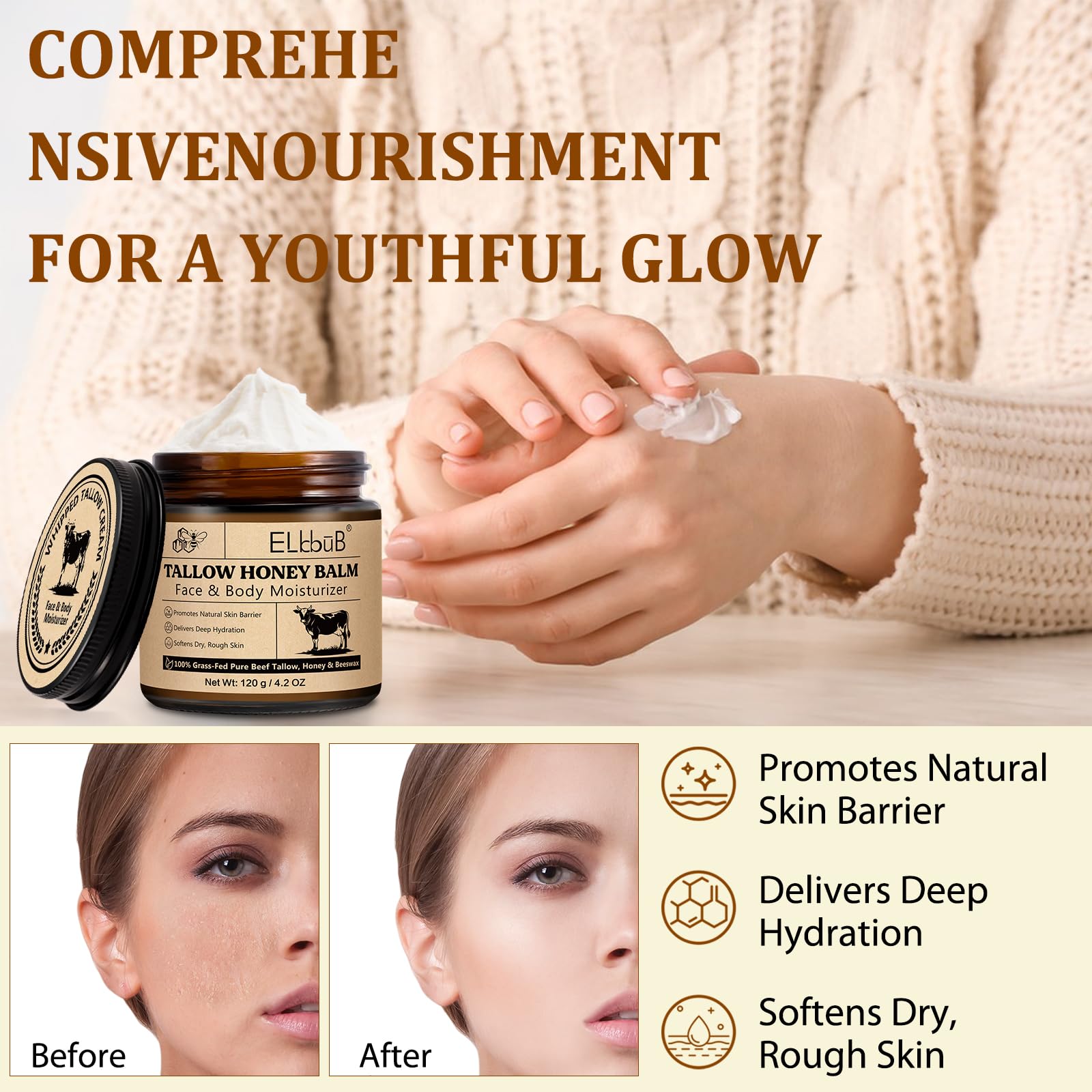 ELBBUB Crema tallow textura suave y agradable al tacto