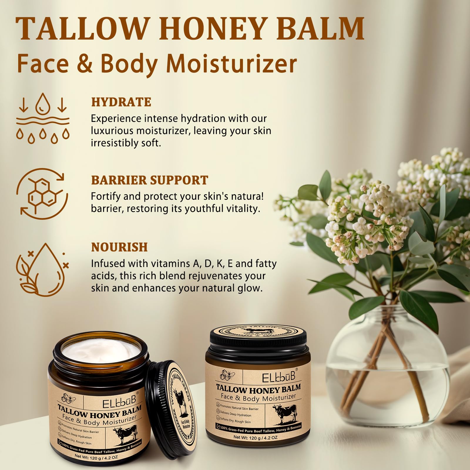 ELBBUB Crema tallow uso diario en rostro y cuerpo