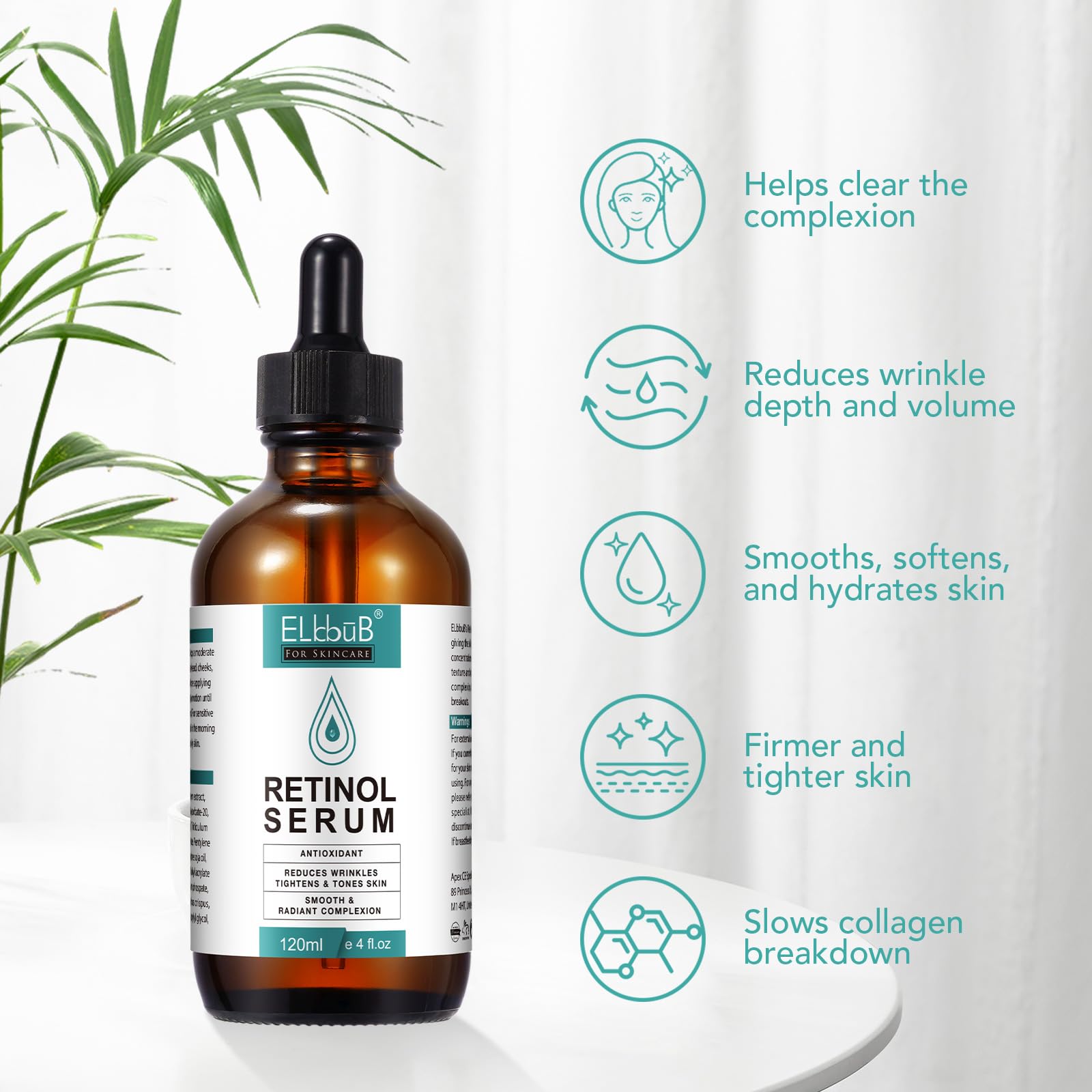 ELBBUB Serum Retinol Aplicación: gota visible y absorción rápida.