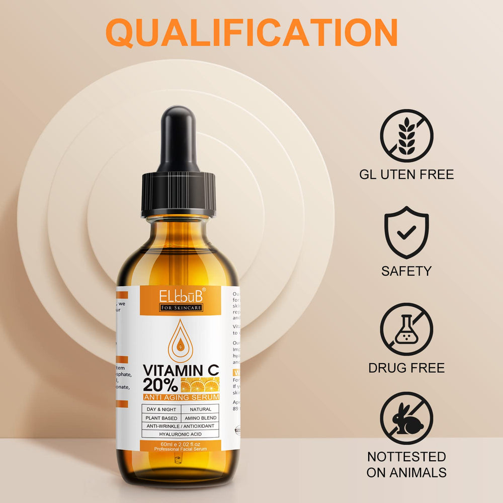 ELBBUB Sérum Vitamina C 20% aplicacion-noche, renovación suave de la piel.