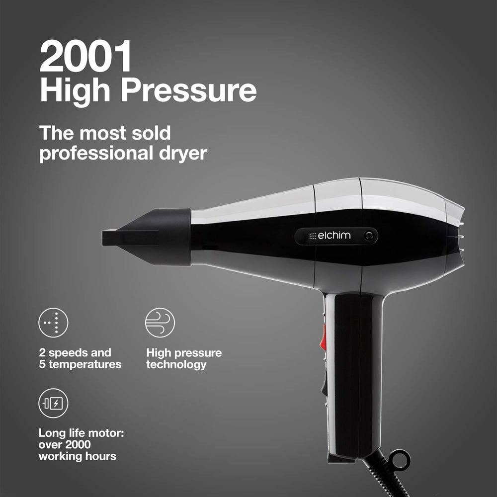 Elchim Classic 2001 nozzle close-up highlights precise concentrator for brushing
