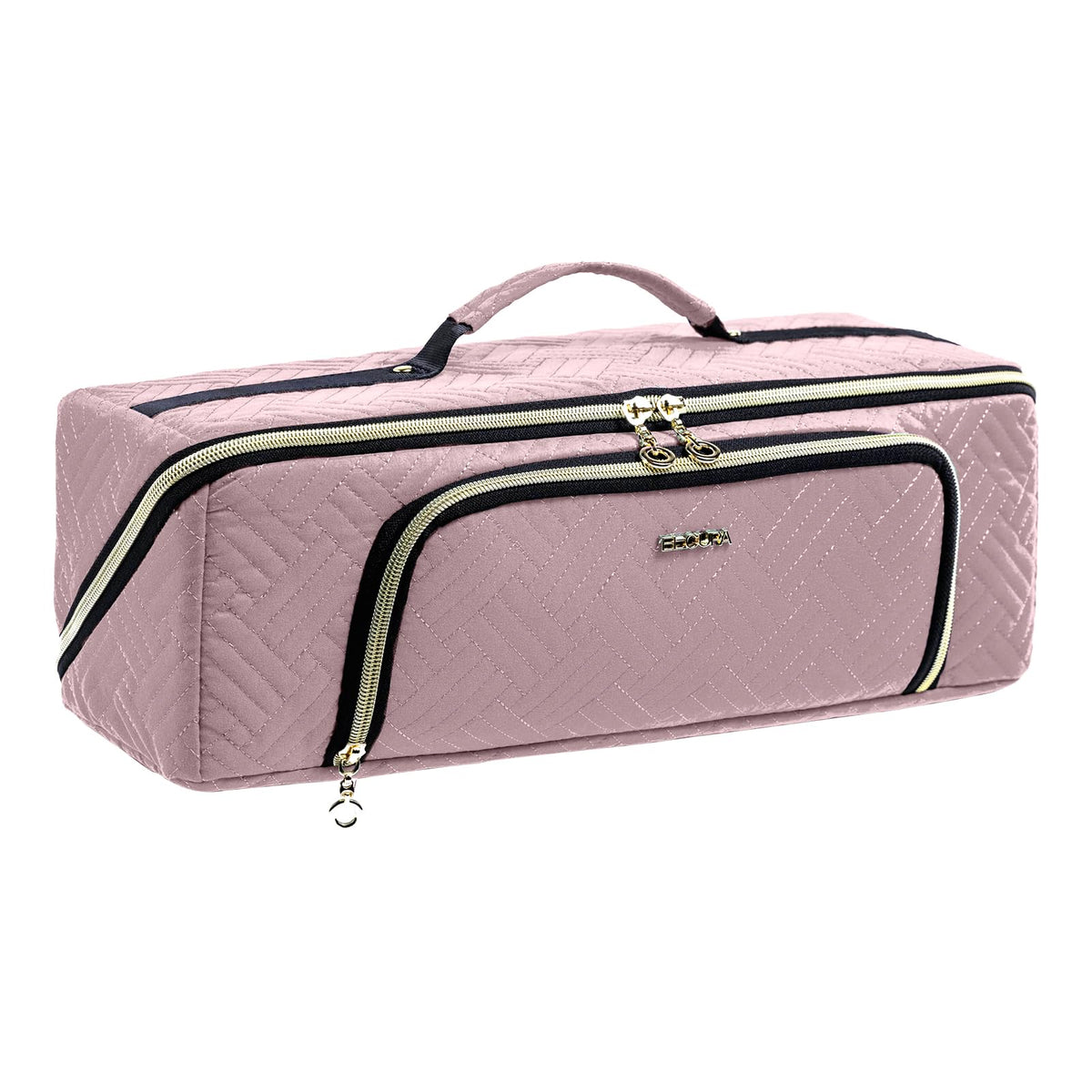 ELCUPA large hair tools travel bag with iron mat keeps tools organized during travel.