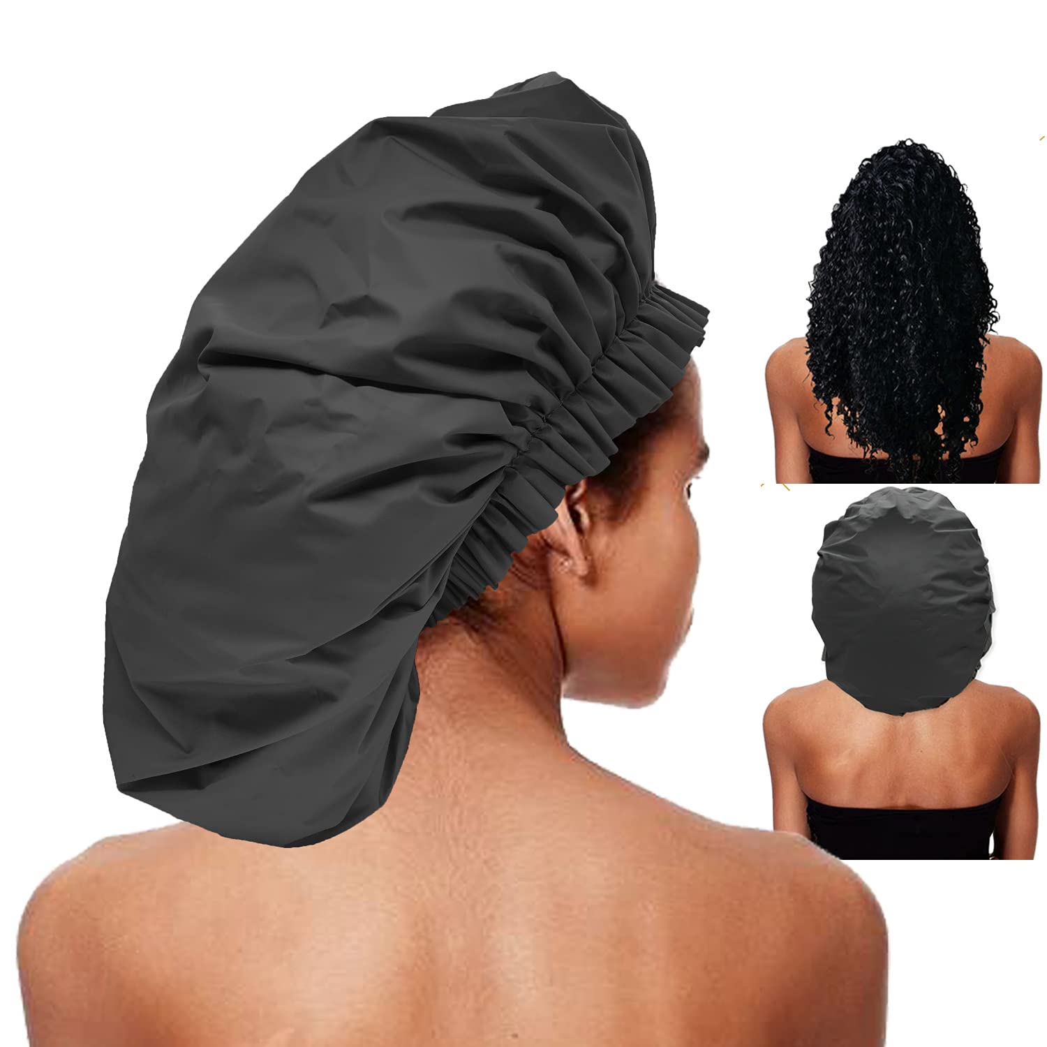 ELEBOX Premium Super Jumbo Shower Cap protects braids and long hair during showers.