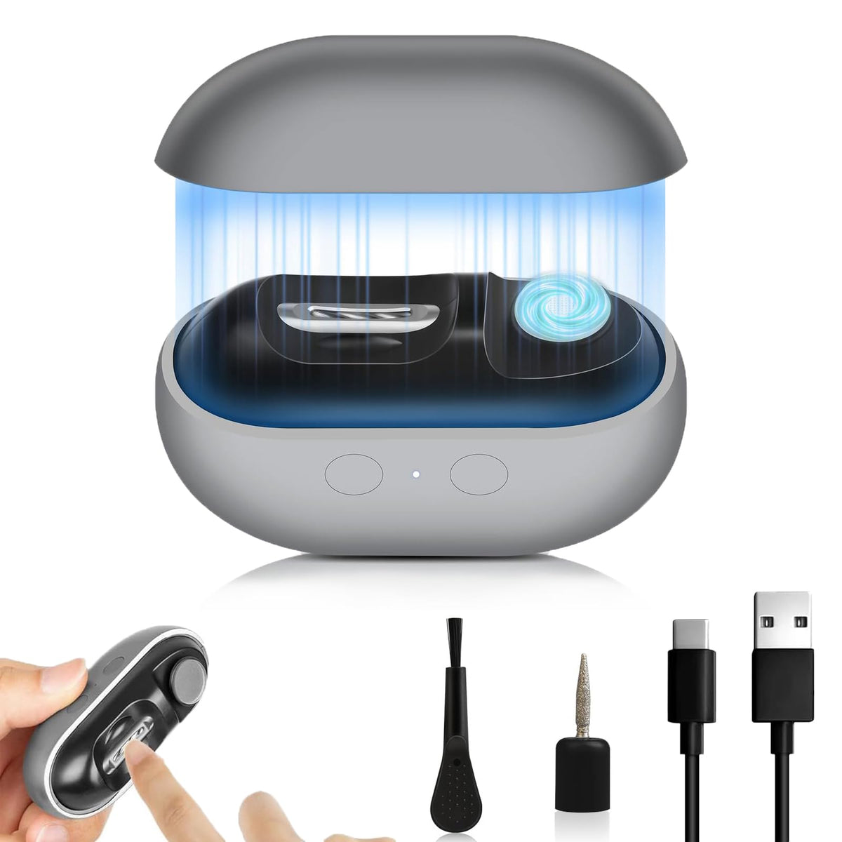 Electric Nail Clipper with three-in-one rotating blade for precise trimming.