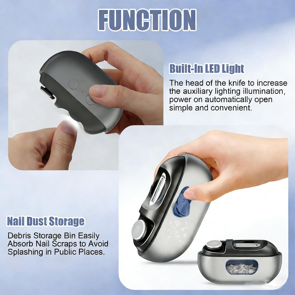 Electric Nail Clipper three-speed settings for gentle to tough nails.
