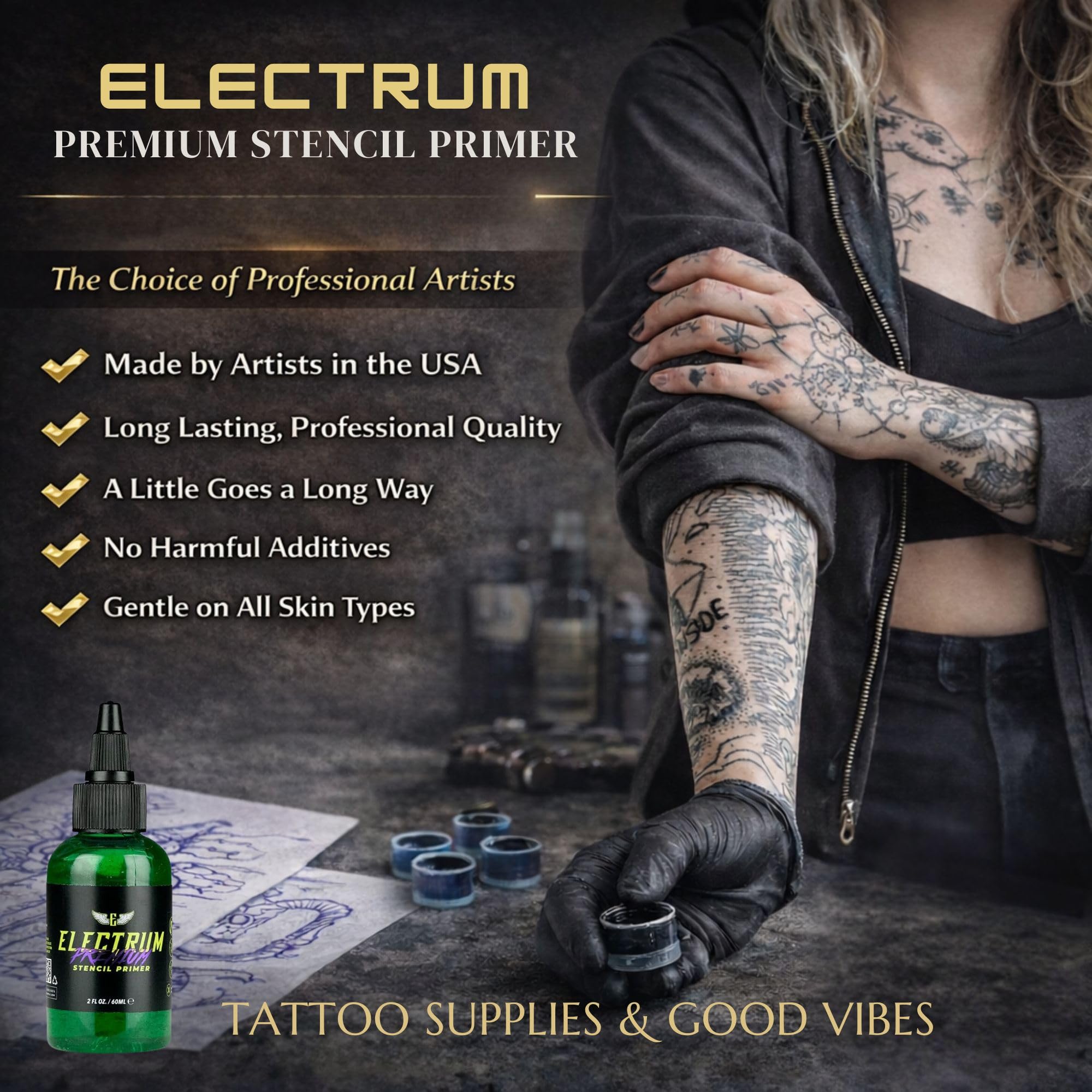 Electrum primer de plantilla, compatible con carbono y dibujo a mano