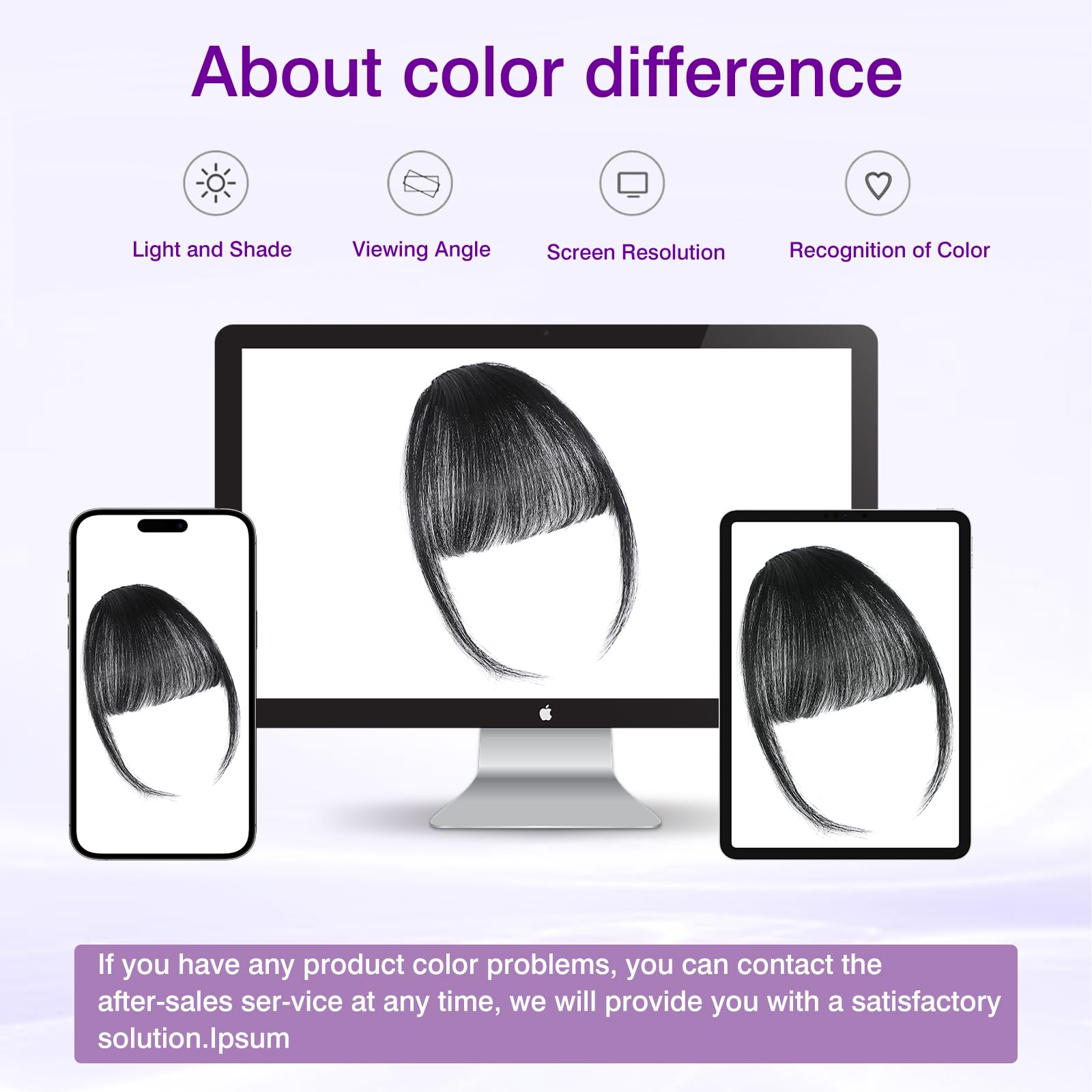 ELEFOCUS clip-in bangs laid flat to illustrate easy maintenance and care.