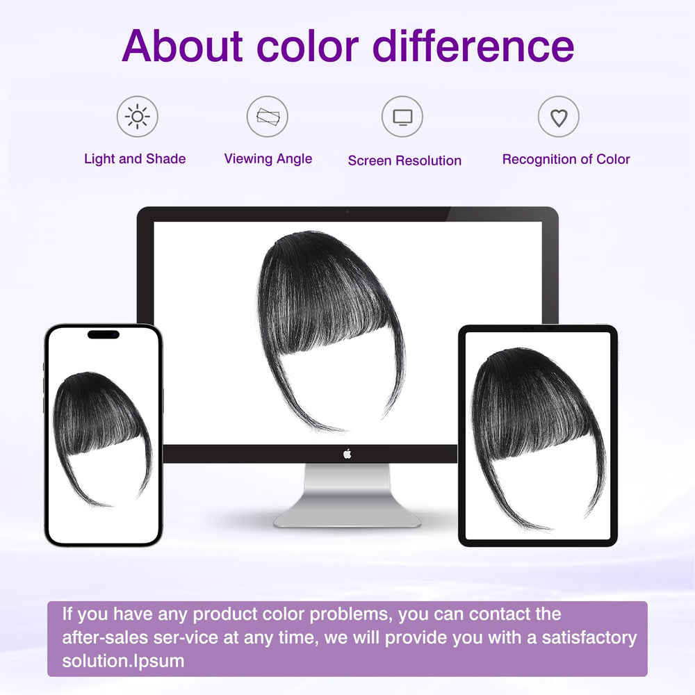 ELEFOCUS clip-in bangs laid flat to illustrate easy maintenance and care.