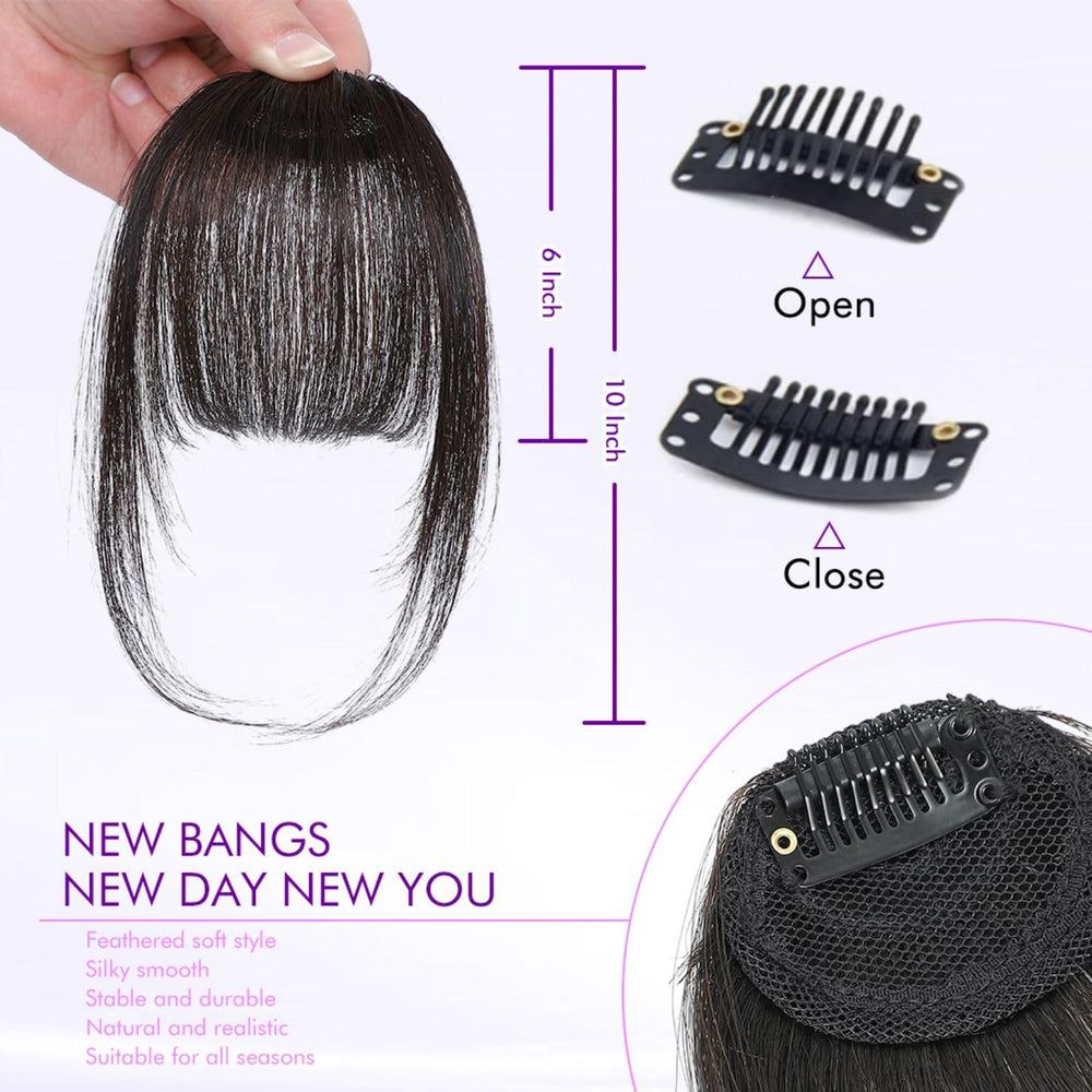 ELEFOCUS clip-in bangs 100% human hair for silky, realistic shine.
