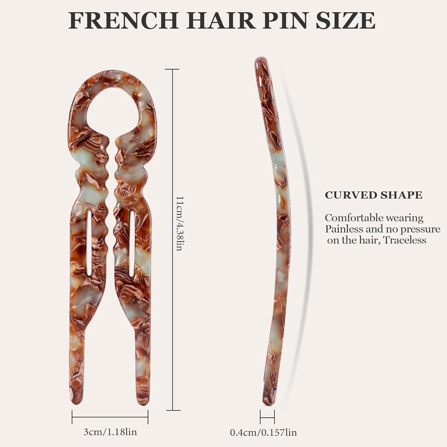 Elefutura horquillas francesas Prestige con ángulo curvado para mejor ajuste en la cabeza.