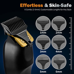 Elehomyou beard trimmer LED display shows battery level for planning grooming