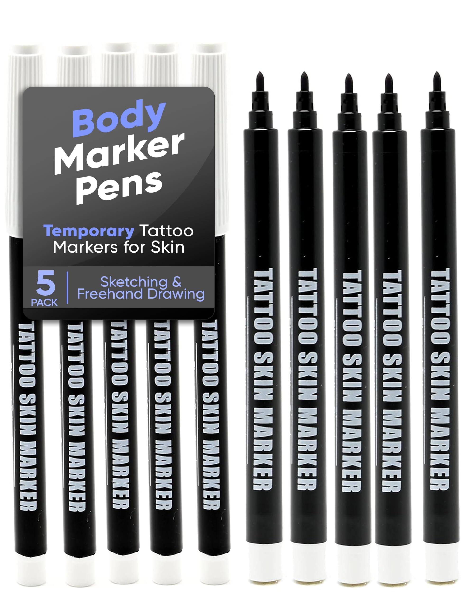 Marcador Element Tattoo Supply para piel con punta gruesa morada, ideal para delinear tatuajes.
