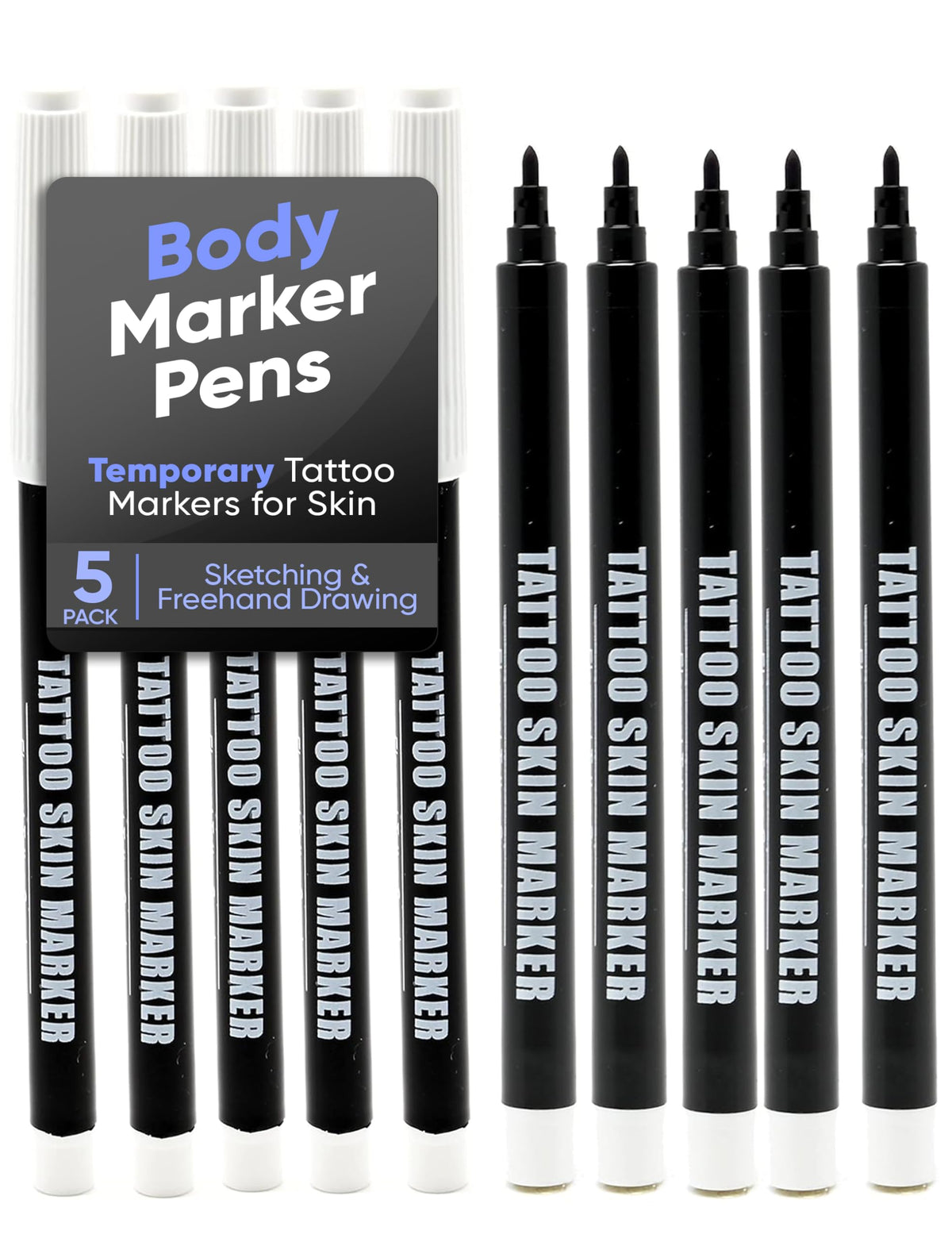 Marcador Element Tattoo Supply para piel con punta gruesa morada, ideal para delinear tatuajes.