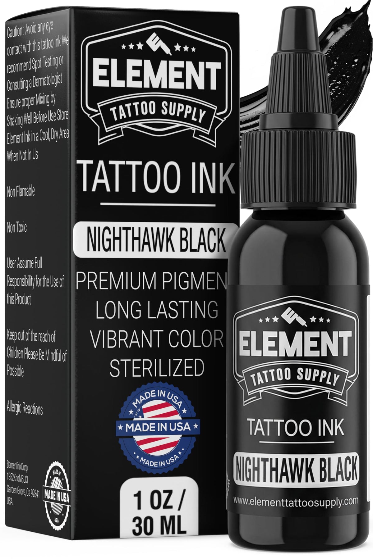 Element Tattoo Supply Nighthawk Black: contornos nítidos para líneas oscuras y definidas.