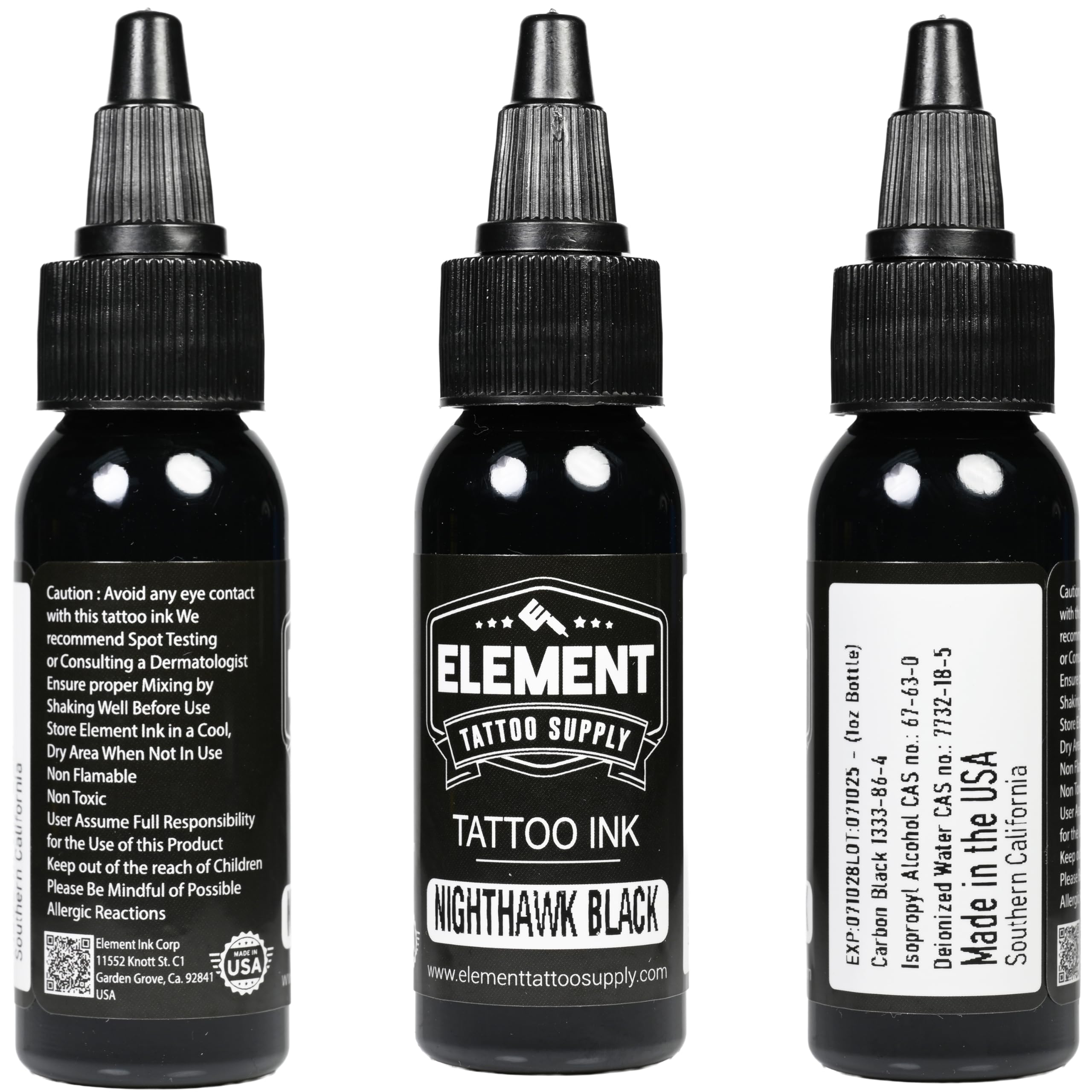 Element Tattoo Supply Nighthawk Black: delineado grueso con detalle definido.