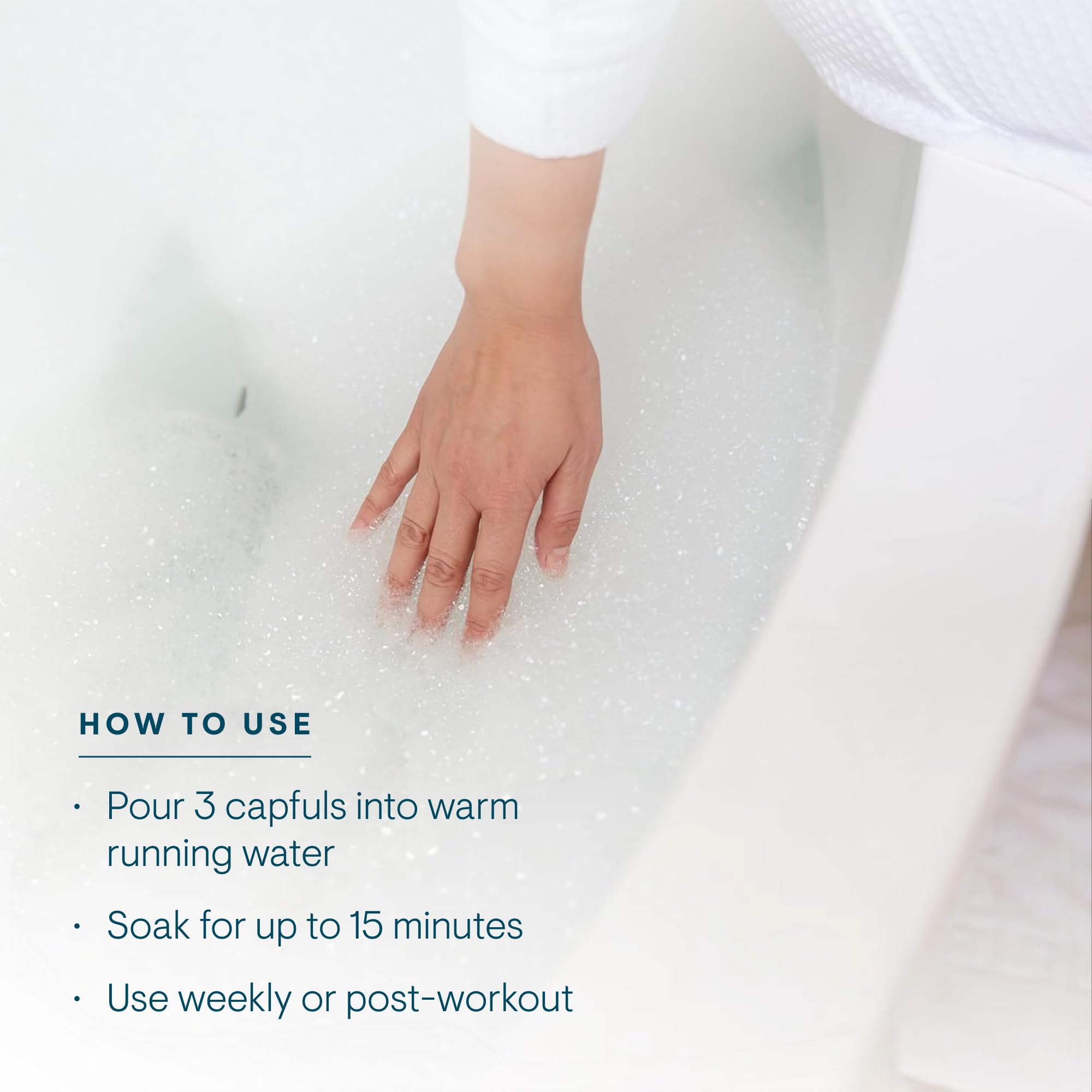 ELEMIS Aching Muscle Super Soak creamy milk texture softens skin in bath.
