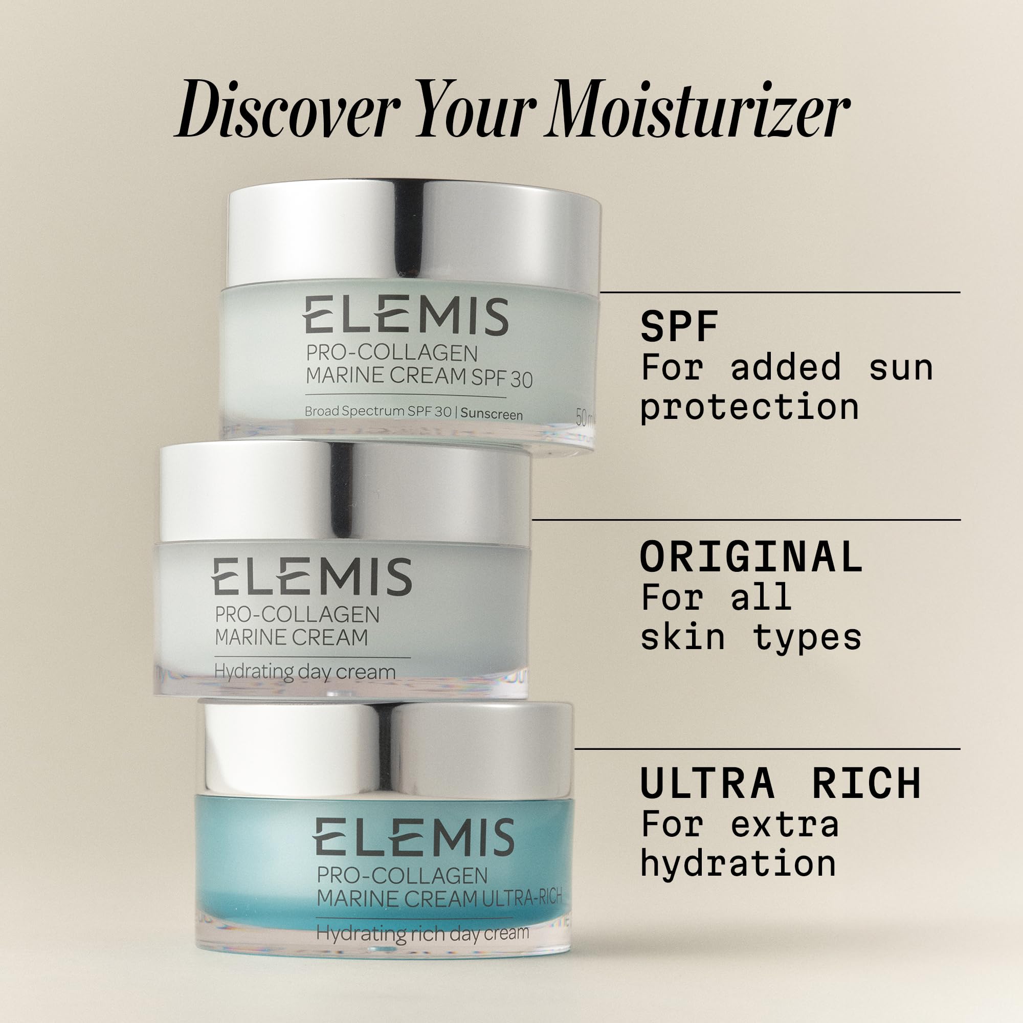 Massaging Elemis Pro-Collagen Marine Cream SPF 30 into skin.