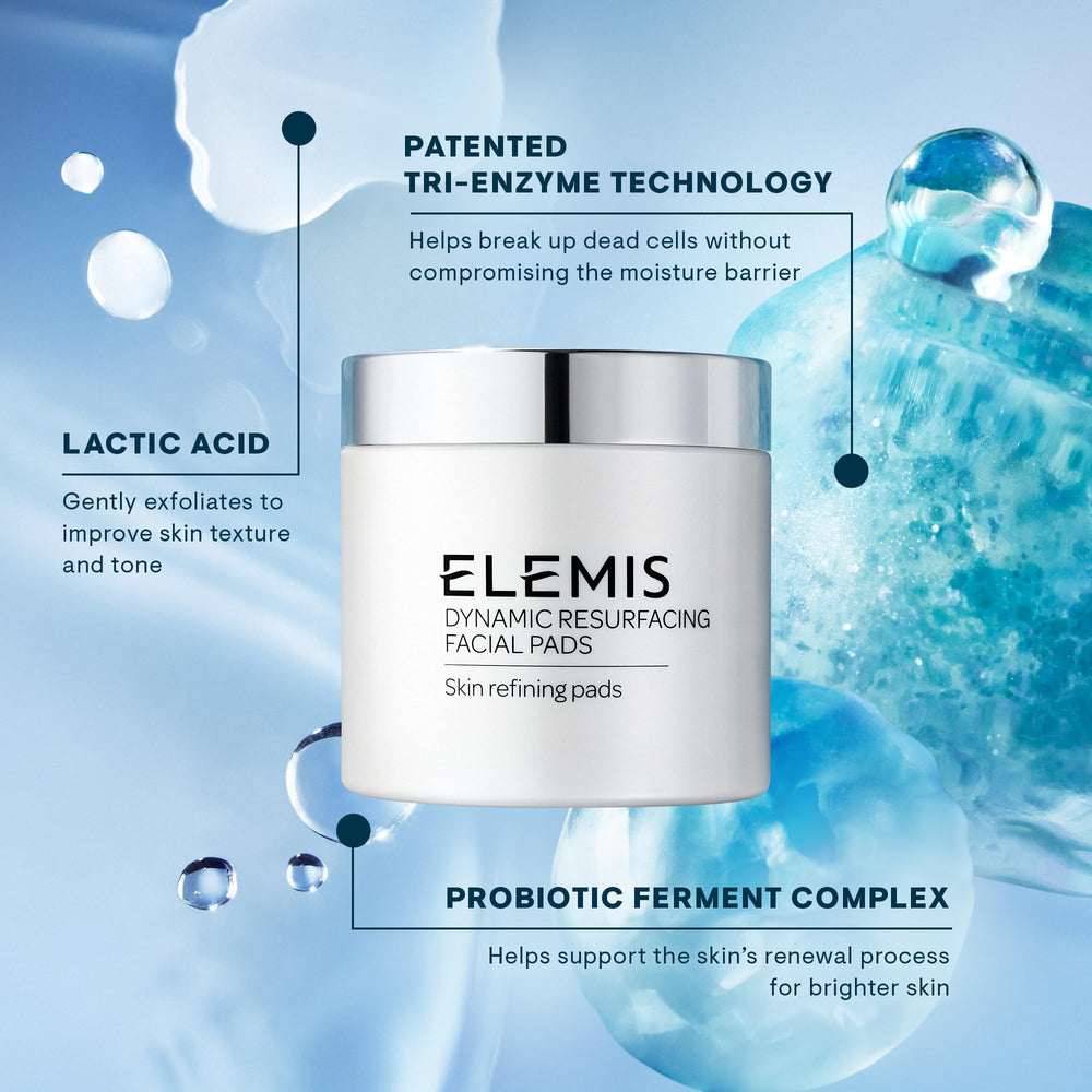 Elemis pads and jar shown for daily skin care.