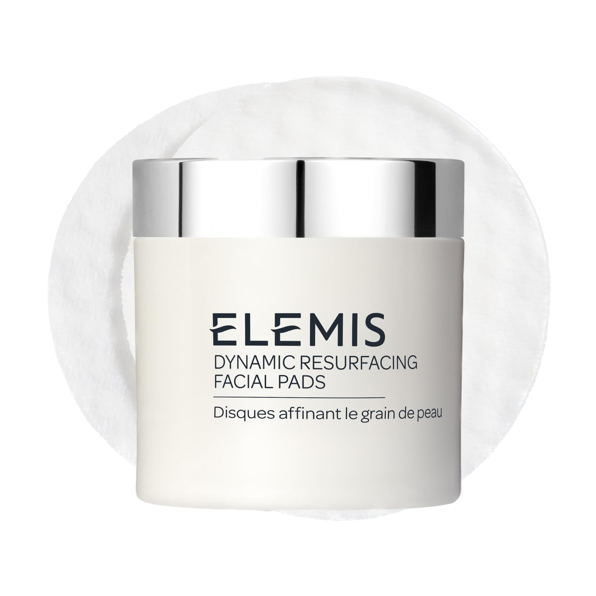 Elemis Dynamic Resurfacing Pads jar front for smoother skin texture.